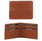 Pierre Cardin PC3465 Woven Embossed Leather Bi-fold Wallet/Dark Tan