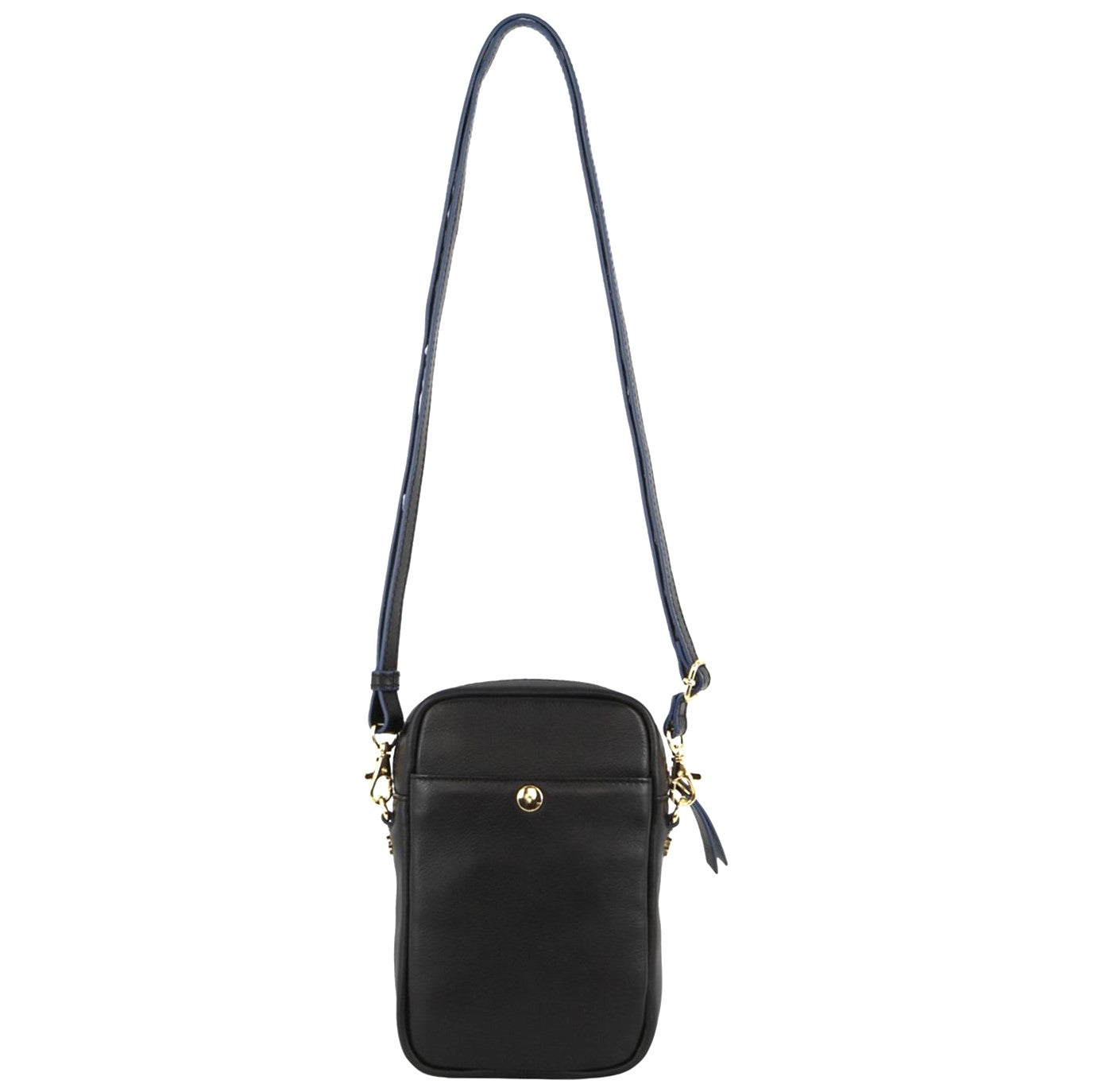 Pierre Cardin Ladies Italian Leather Crossbody Clutch Bag in Black