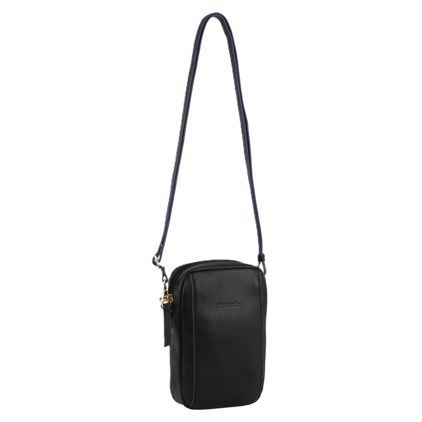Pierre Cardin Ladies Italian Leather Crossbody Clutch Bag in Black