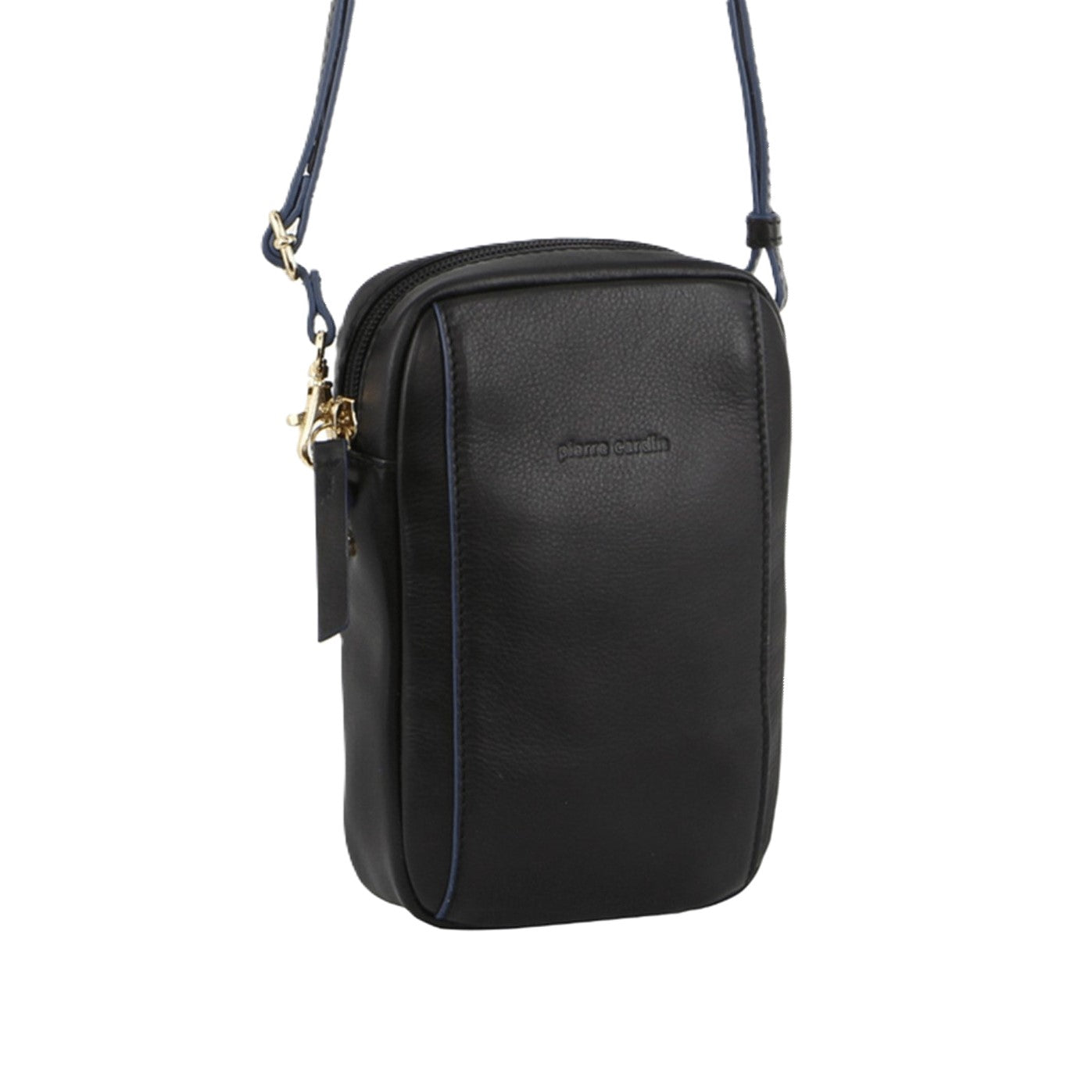 Pierre Cardin Ladies Italian Leather Crossbody Clutch Bag in Black