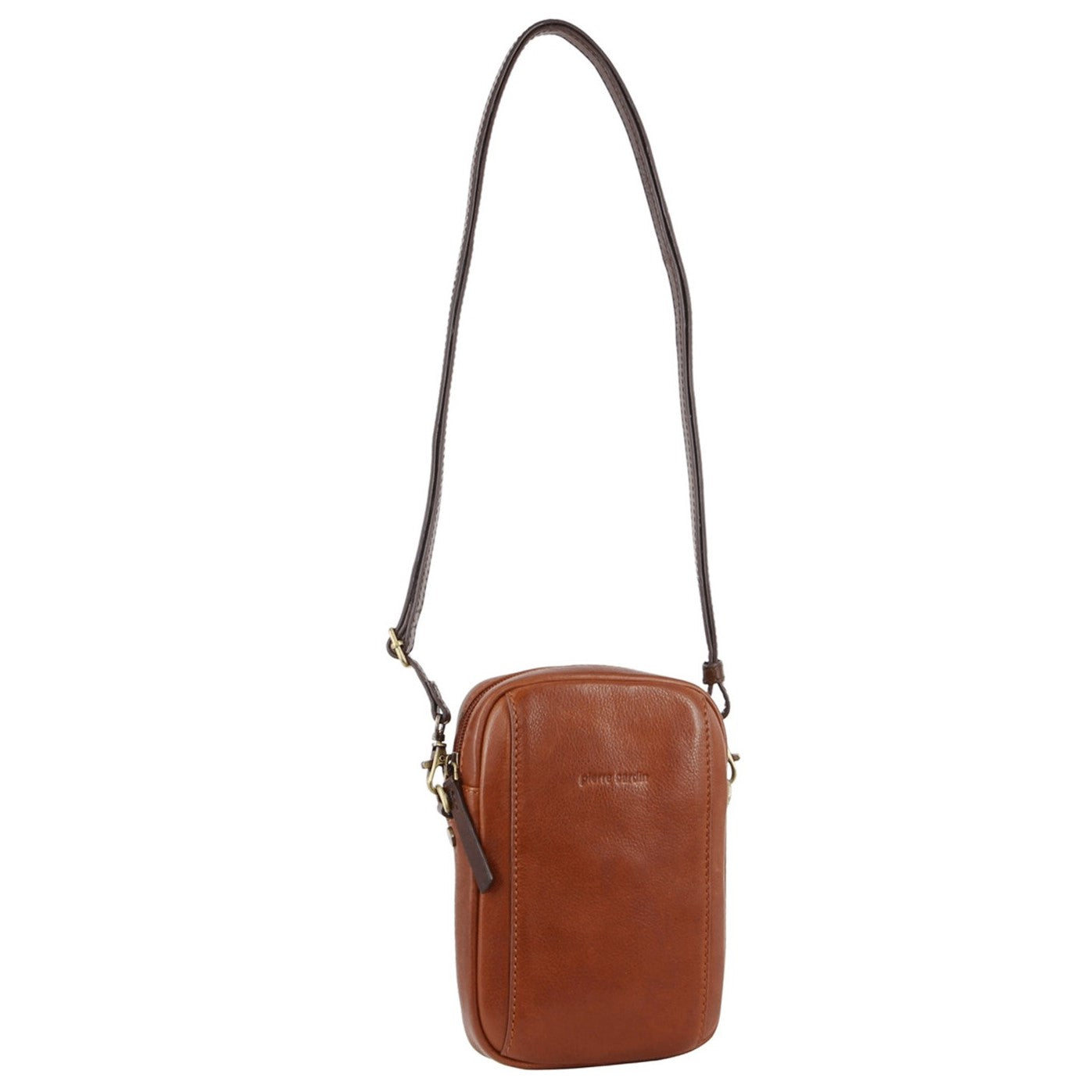 Pierre Cardin Ladies Italian Leather Crossbody Clutch Bag in Tan