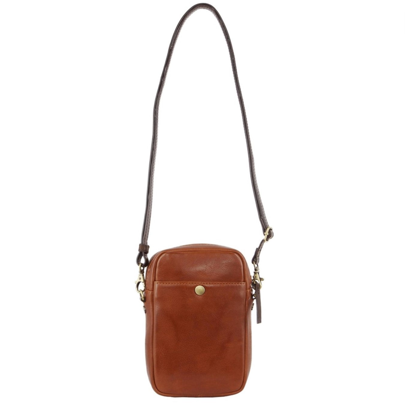 Pierre Cardin Ladies Italian Leather Crossbody Clutch Bag in Tan
