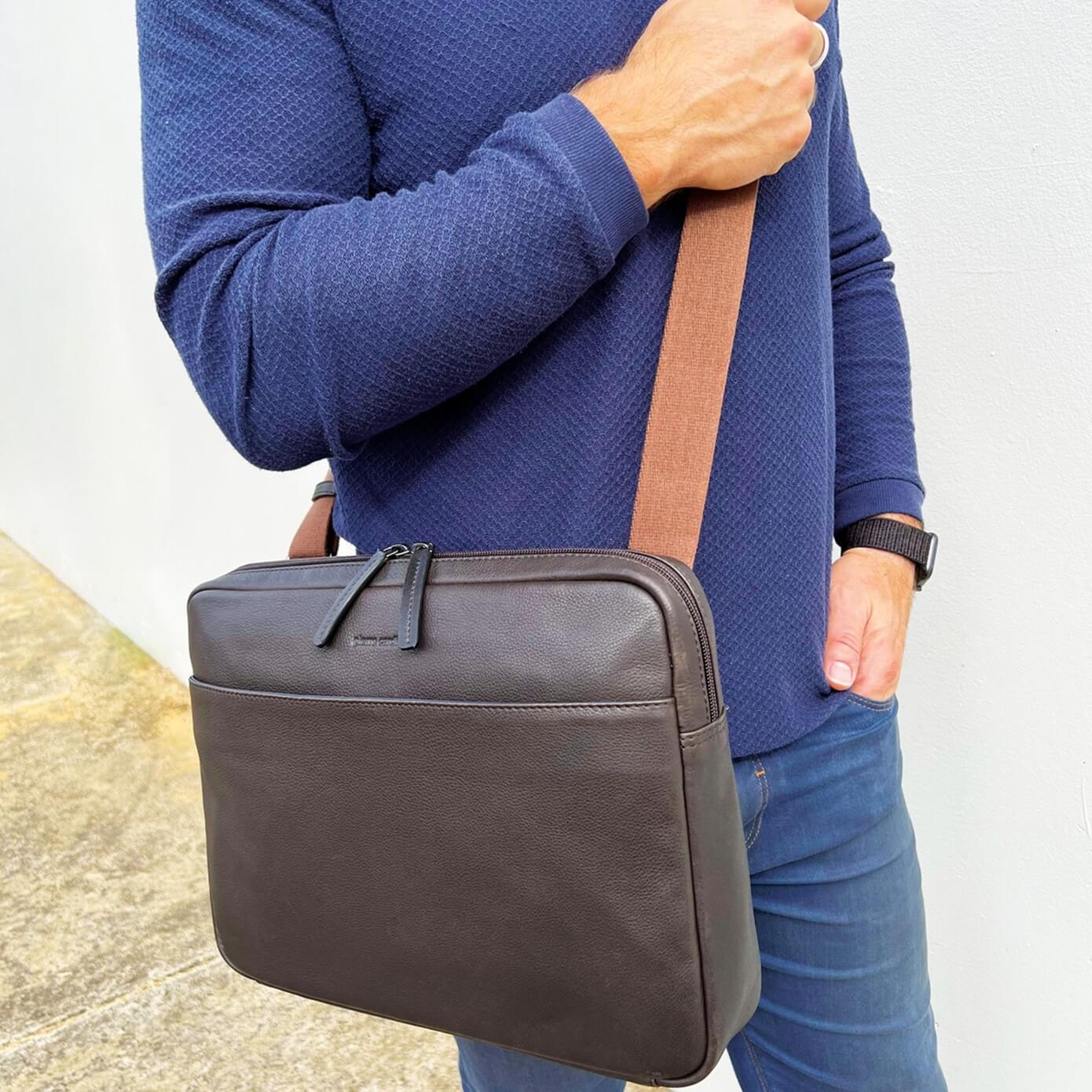 Pierre Cardin PC3503 Mens Italian Leather Computer Bag/Brown
