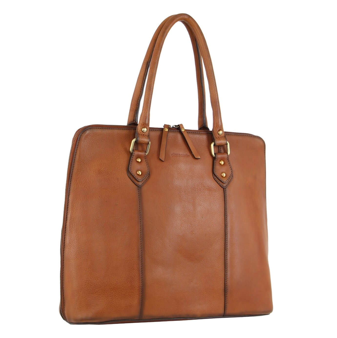 Pierre Cardin Burnished Leather Ladies Computer Bag in Cognac