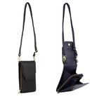 Pierre Cardin Ladies Leather Crossbody-Phone-Wallet Bag in Black