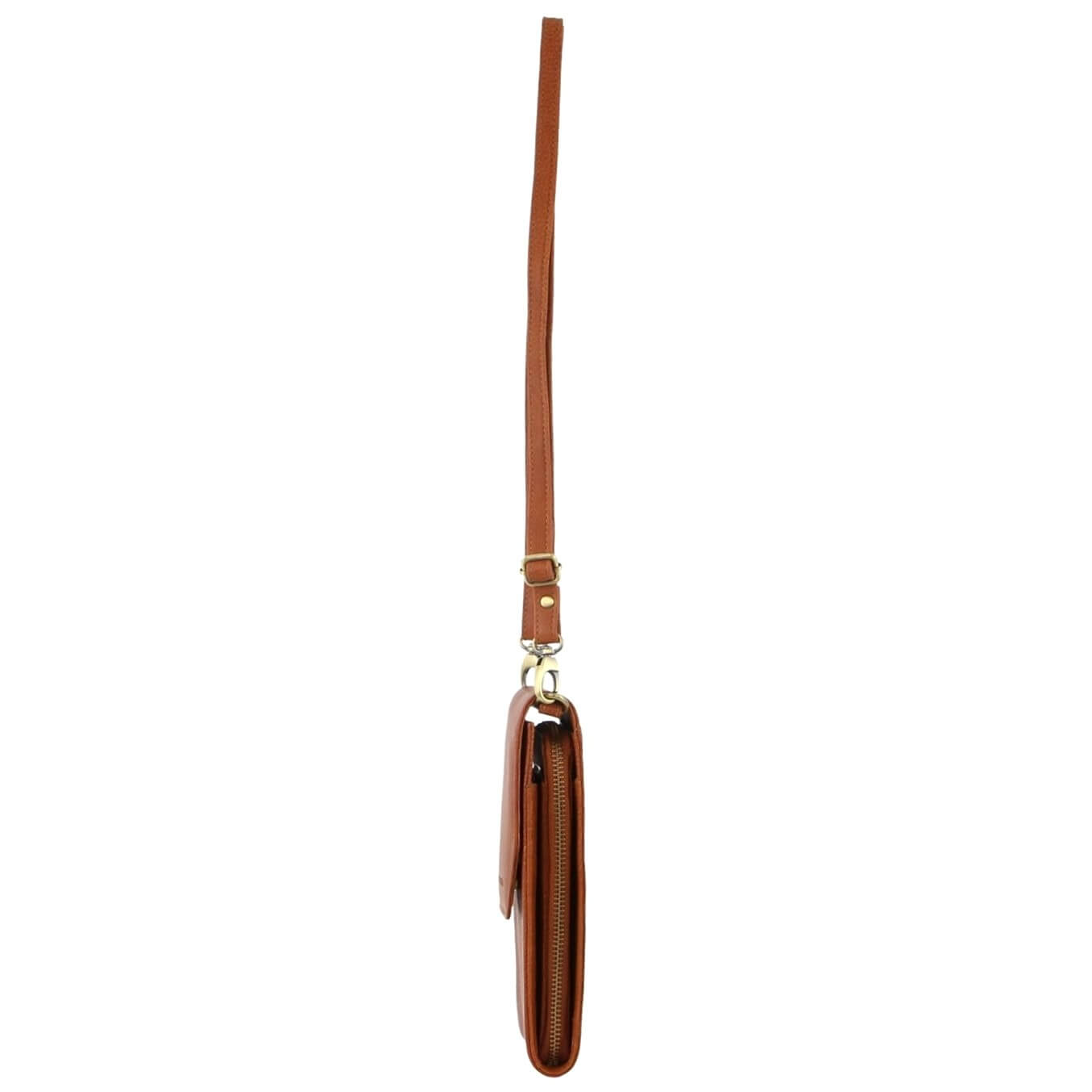 Pierre Cardin Ladies Leather Crossbody-Wallet-Phone Bag in Cognac