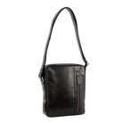 Pierre Cardin Men's Rustic Leather Crossbody Bag in Black