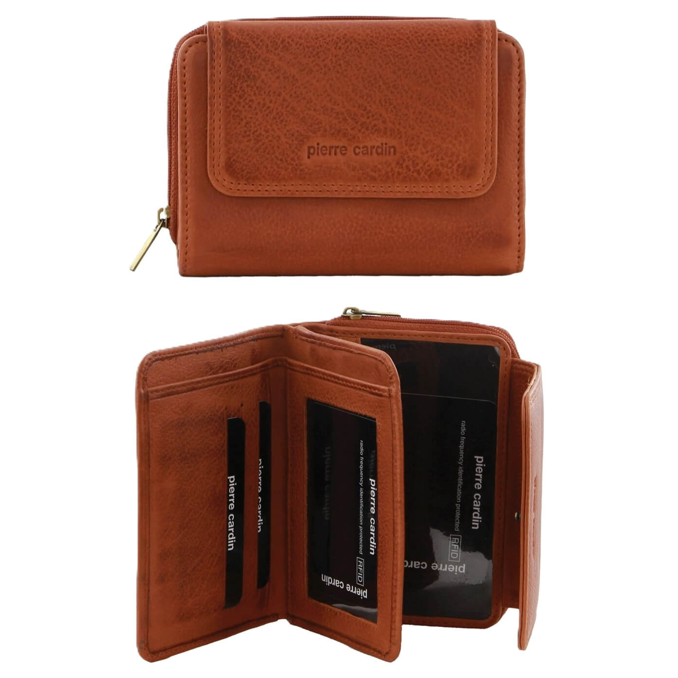 Pierre Cardin Women’s Leather Bi-Fold Wallet in Cognac