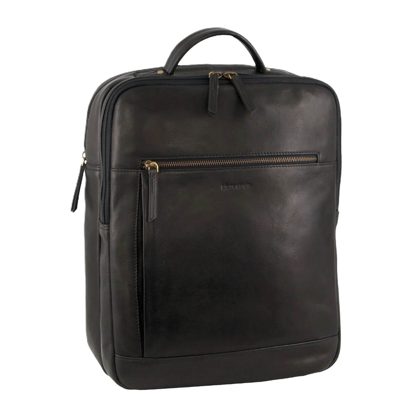 Pierre Cardin Italian Leather Business-Laptop Backpack in Black