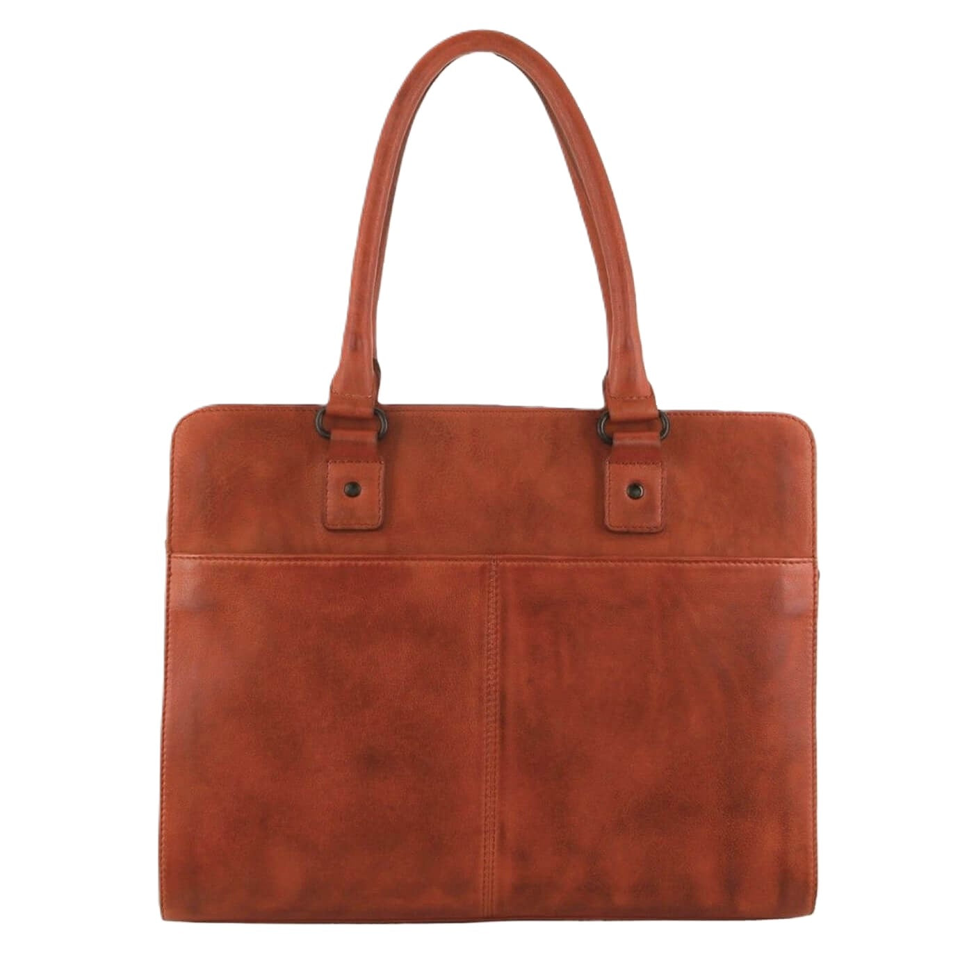 Pierre Cardin Ladies Italian Leather Laptop Tote Bag in Cognac