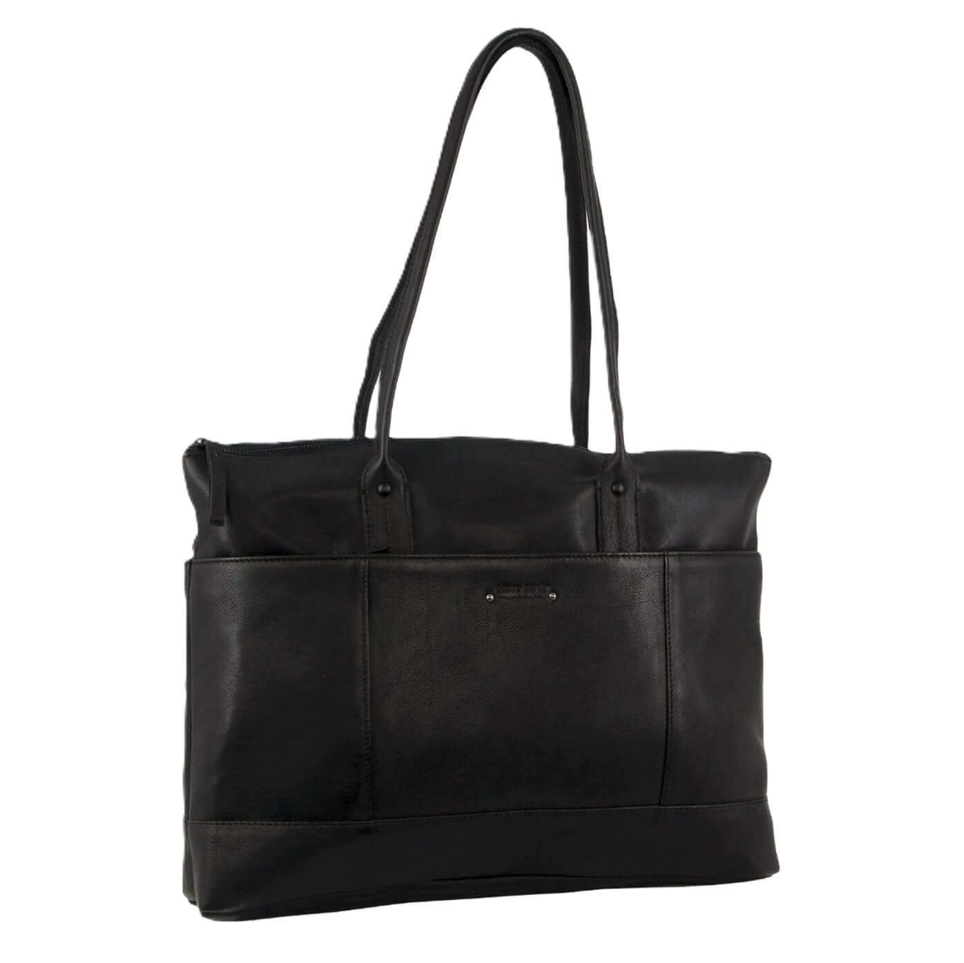 Pierre Cardin Ladies Italian Leather Laptop Bag in Black
