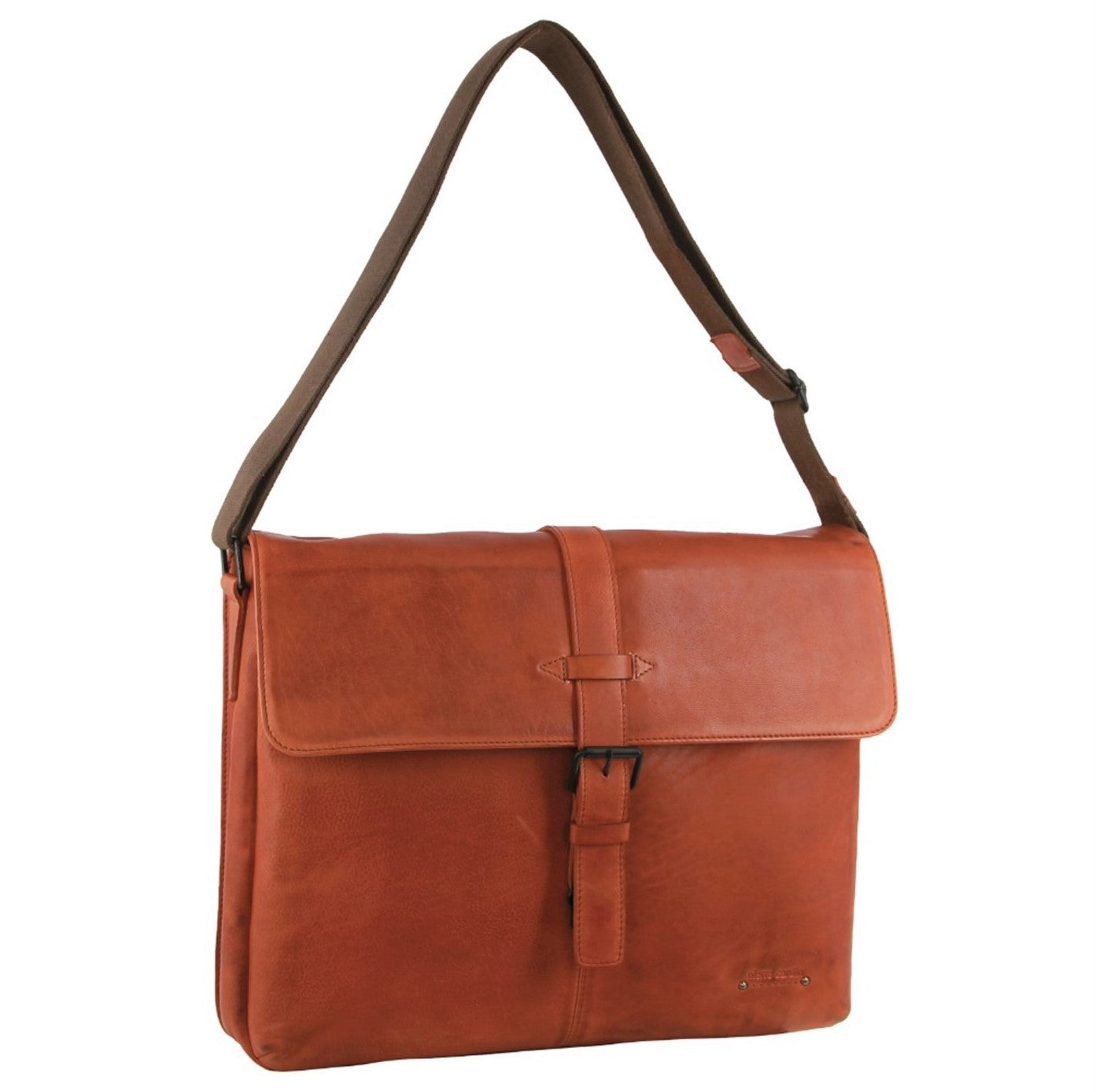 Pierre Cardin PC3721 Leather Flap-Over Computer-Bag/Cognac