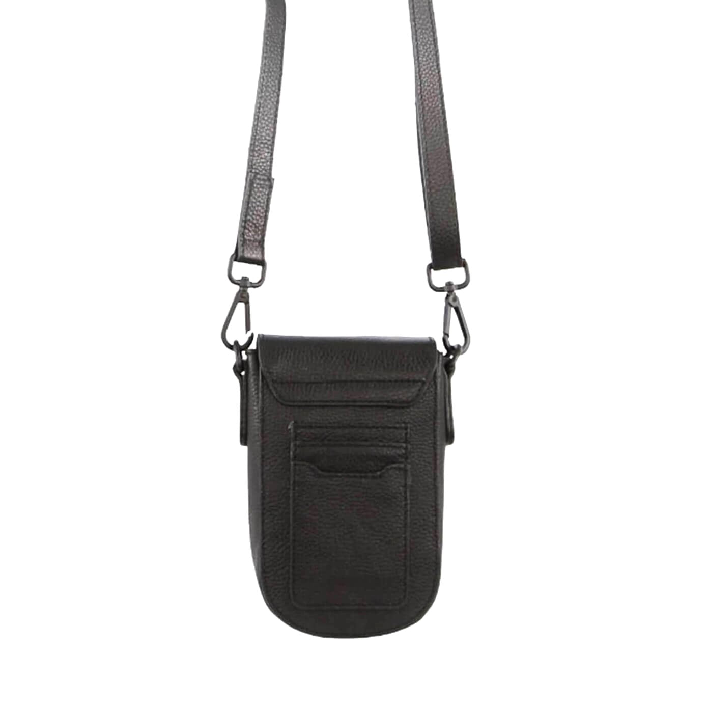 Pierre Cardin Ladies Rustic Leather Phone Bag in Black