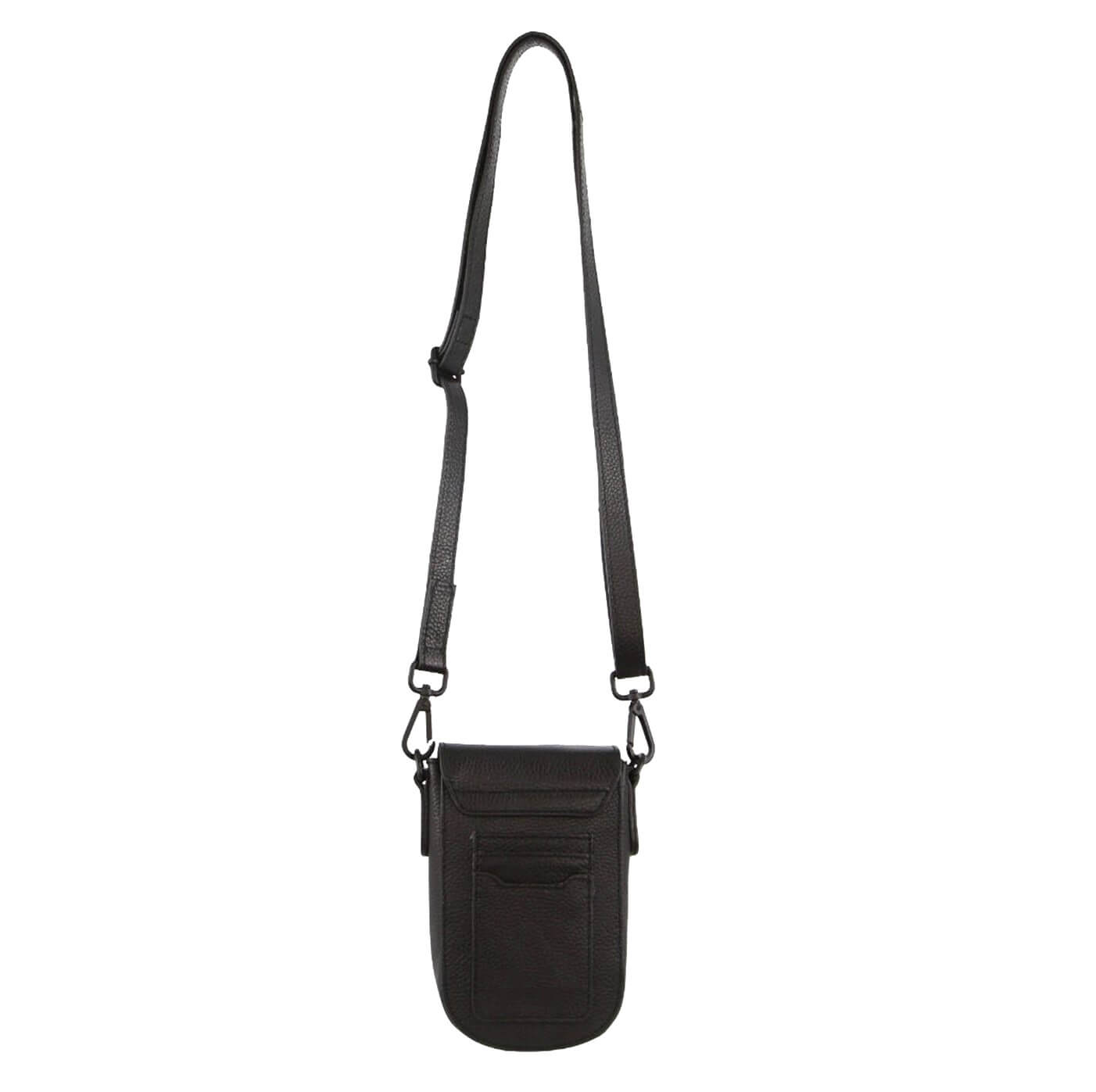 Pierre Cardin Ladies Rustic Leather Phone Bag in Black