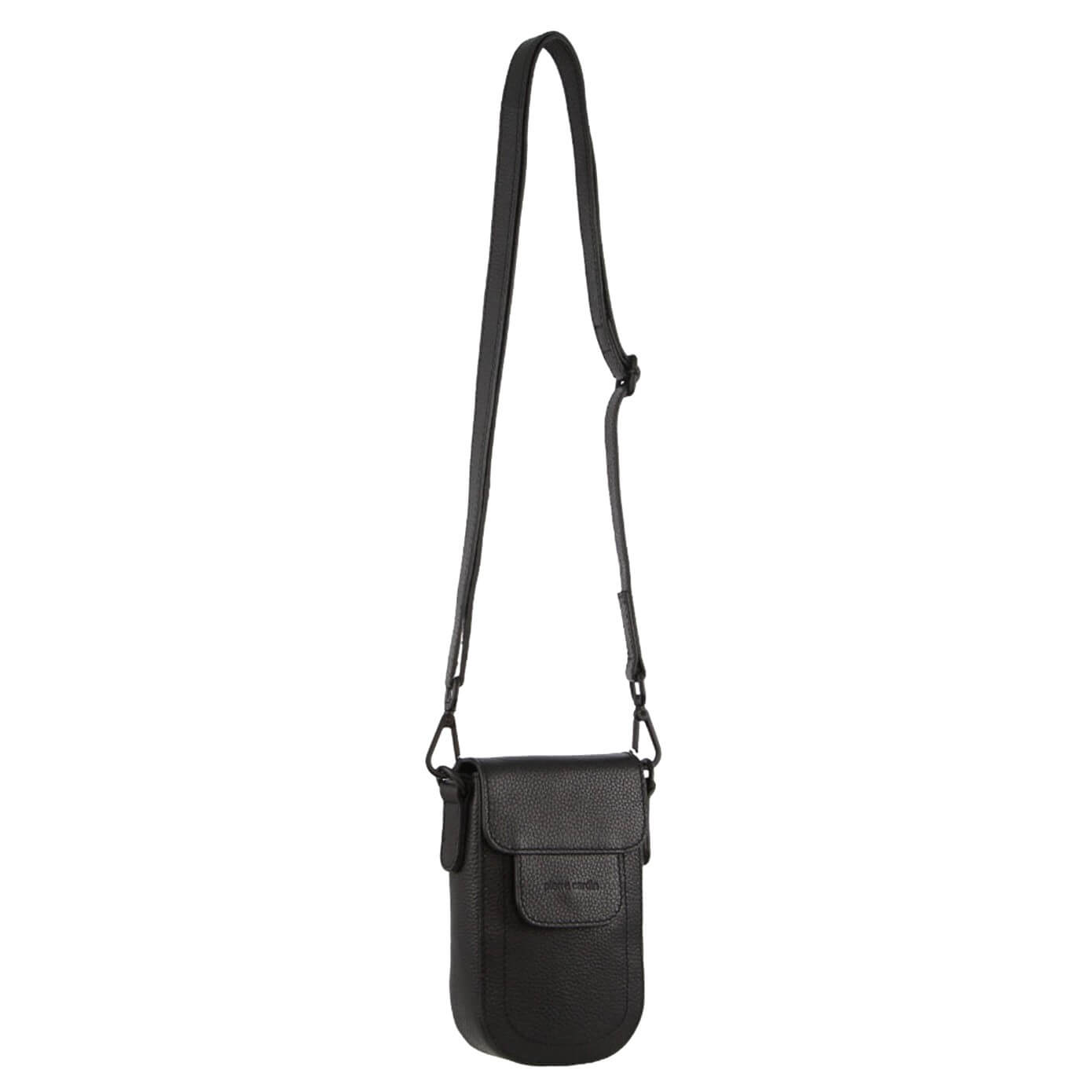 Pierre Cardin Ladies Rustic Leather Phone Bag in Black