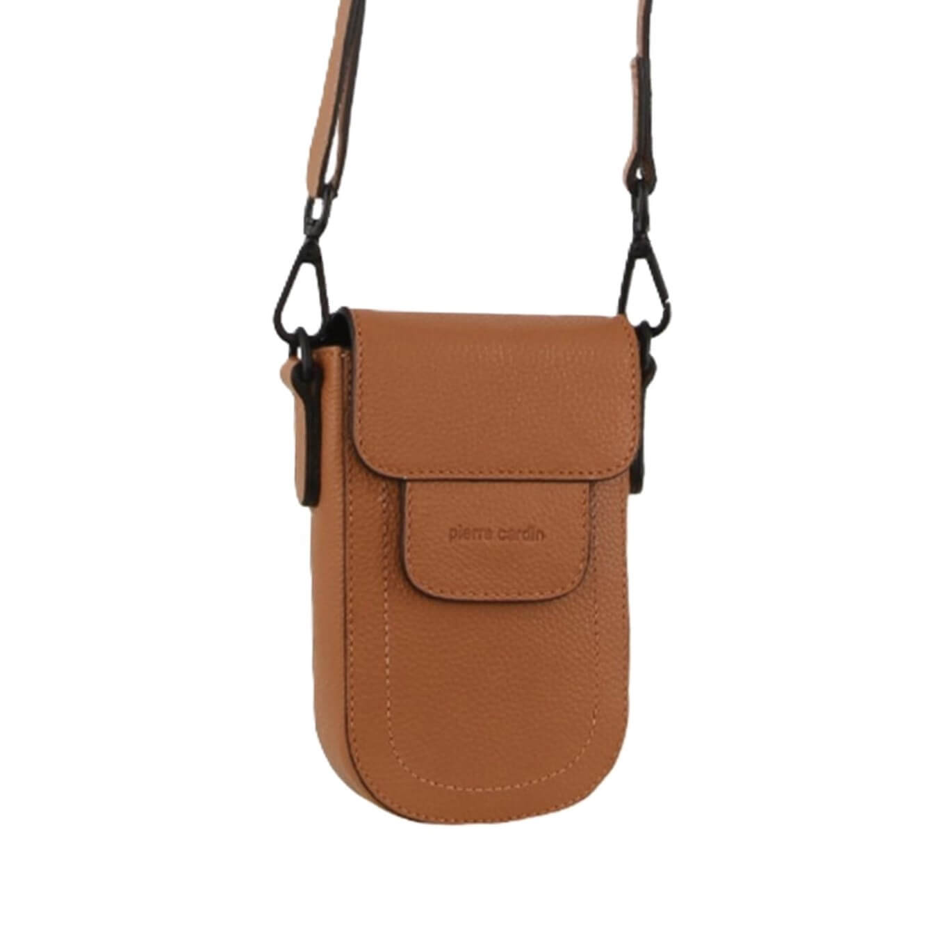 Pierre Cardin Ladies Rustic Leather Phone Bag in Cognac