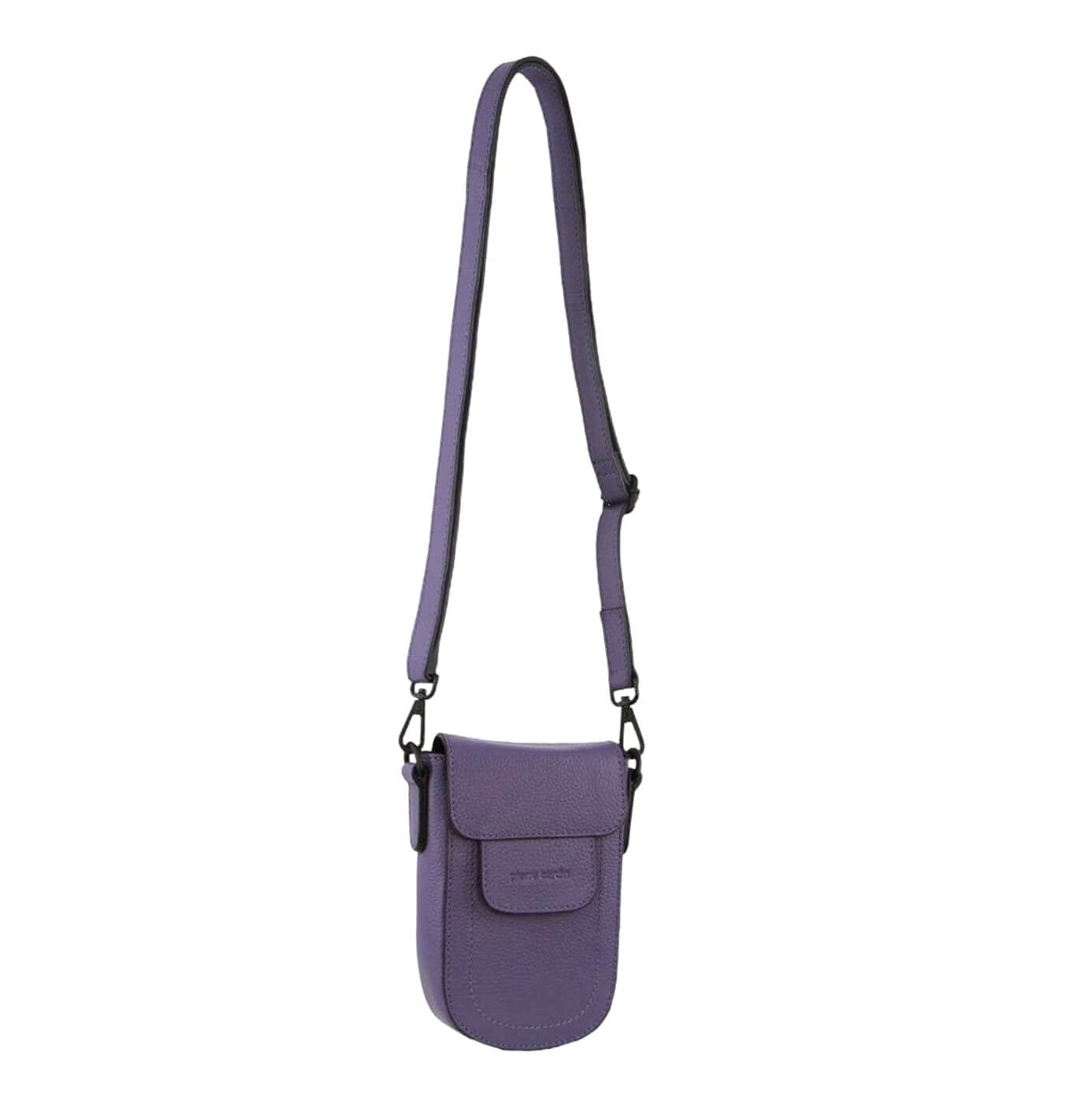 Pierre Cardin Ladies Rustic Leather Phone Bag in Purple