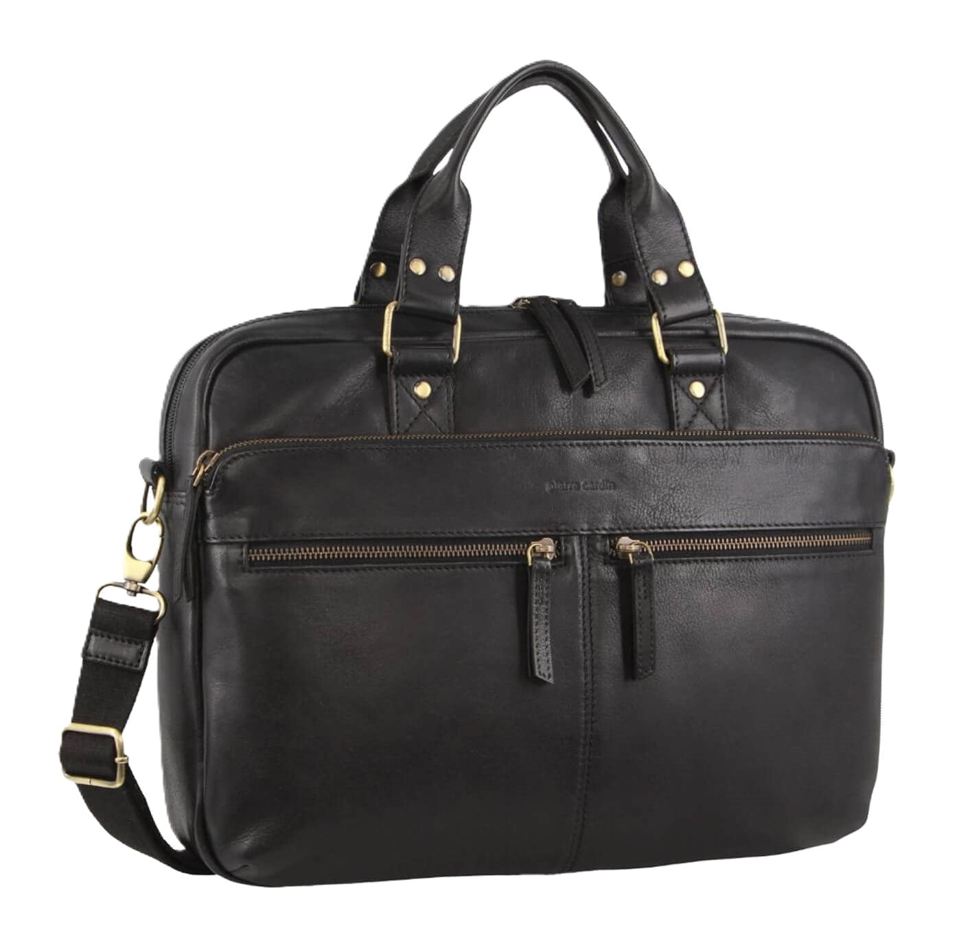 Pierre Cardin PC3763 Multi-Compartment Leather Computer Bag/Black