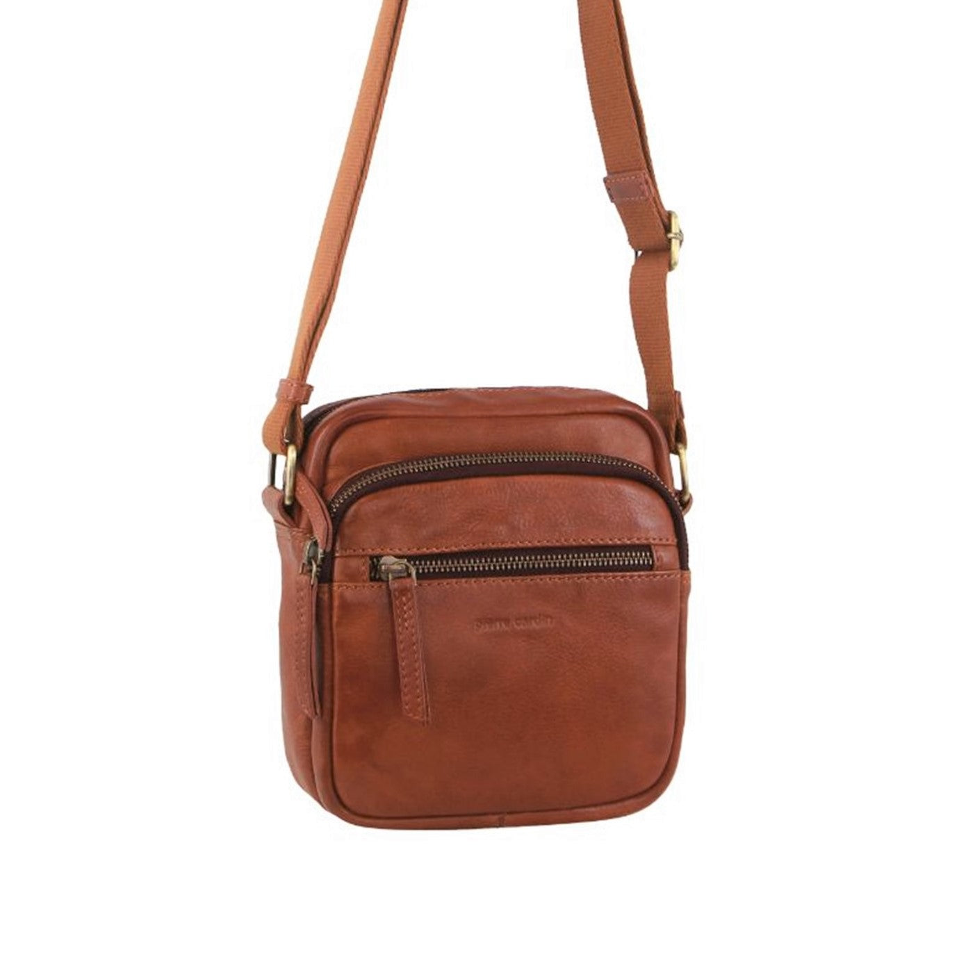 Pierre Cardin PC3764 Mens Italian Leather Cross Body Bag/Cognac