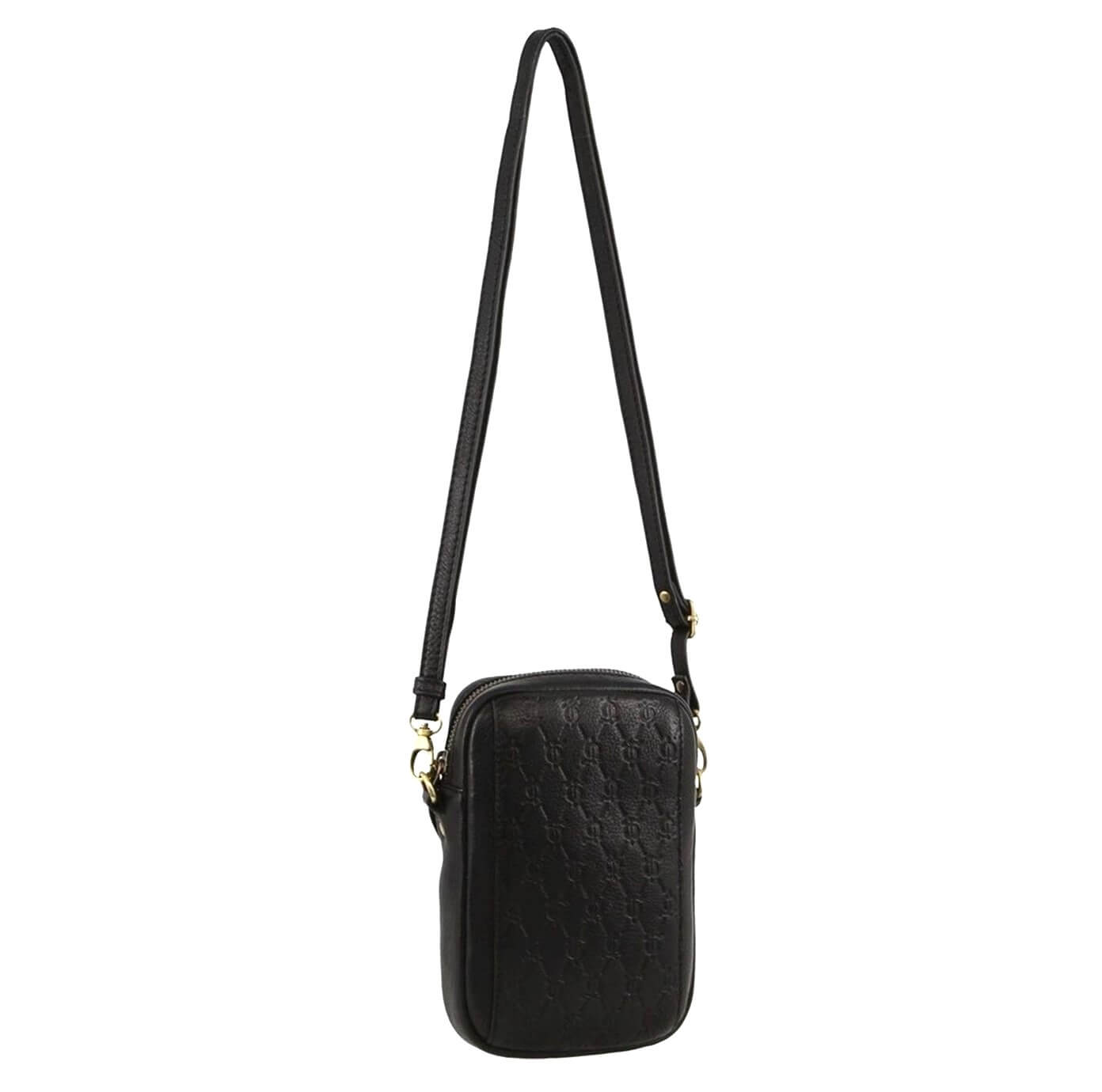 Pierre Cardin RFID Ladies Textured Leather Phone Bag in Black