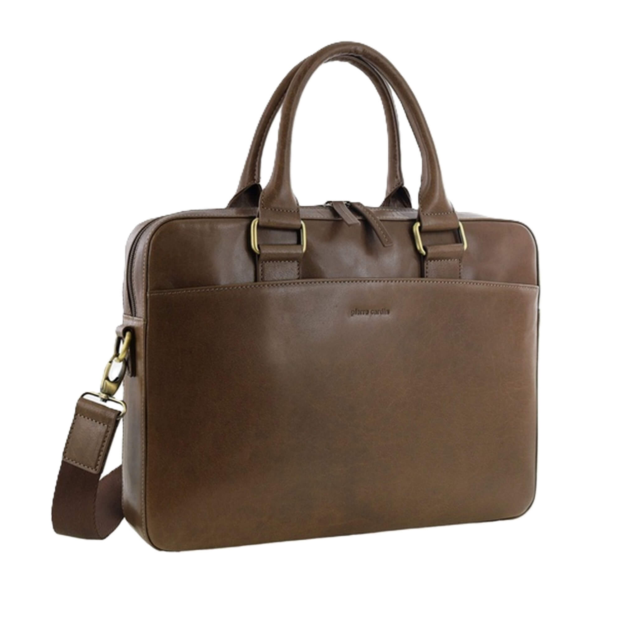 Pierre Cardin Italian Leather Business-Laptop Bag in Oak