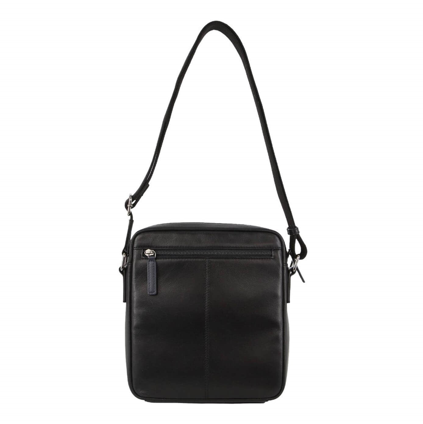 Pierre Cardin PC3827 Mens Italian Leather Cross Body Bag/Black-Navy