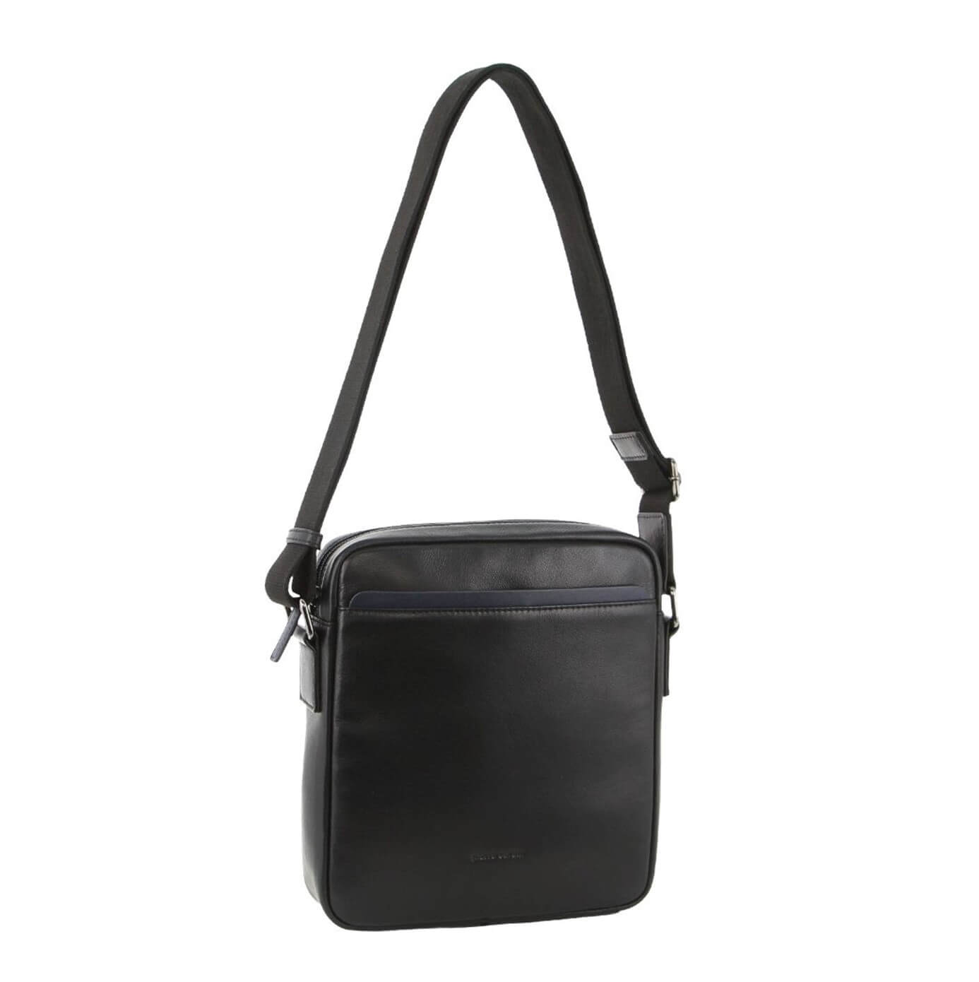 Pierre Cardin PC3827 Mens Italian Leather Cross Body Bag/Black-Navy