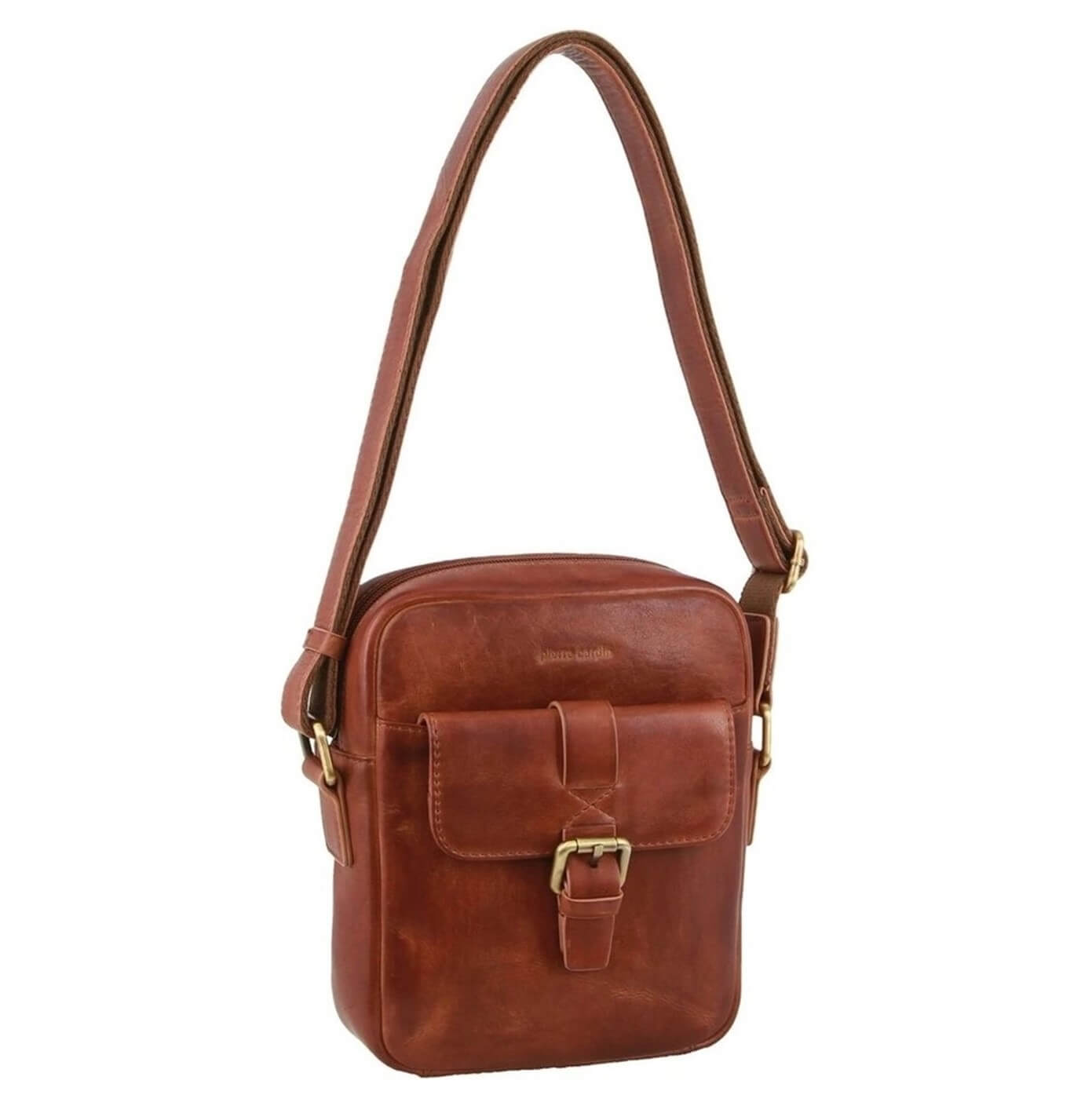 Pierre Cardin PC3829 Italian Leather Cross Body Bag/Cognac