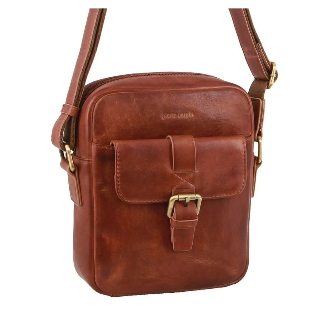 Pierre Cardin PC3829 Italian Leather Cross Body Bag/Cognac