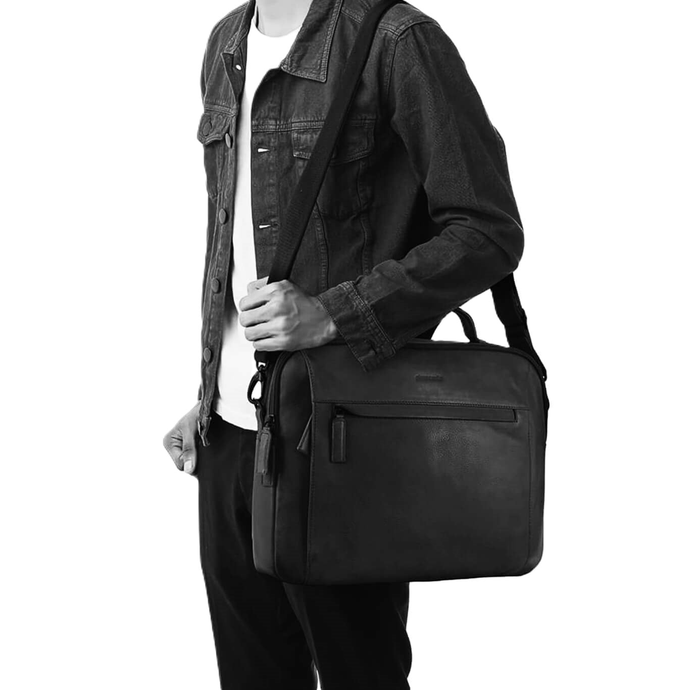 Pierre Cardin PC3876 Mens Italian Leather Computer-Business Bag/Black