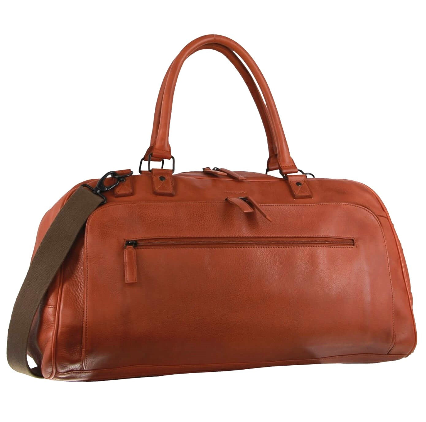 Pierre Cardin PC3877 Genuine Italian Leather Overnight-Travel Bag/Cognac