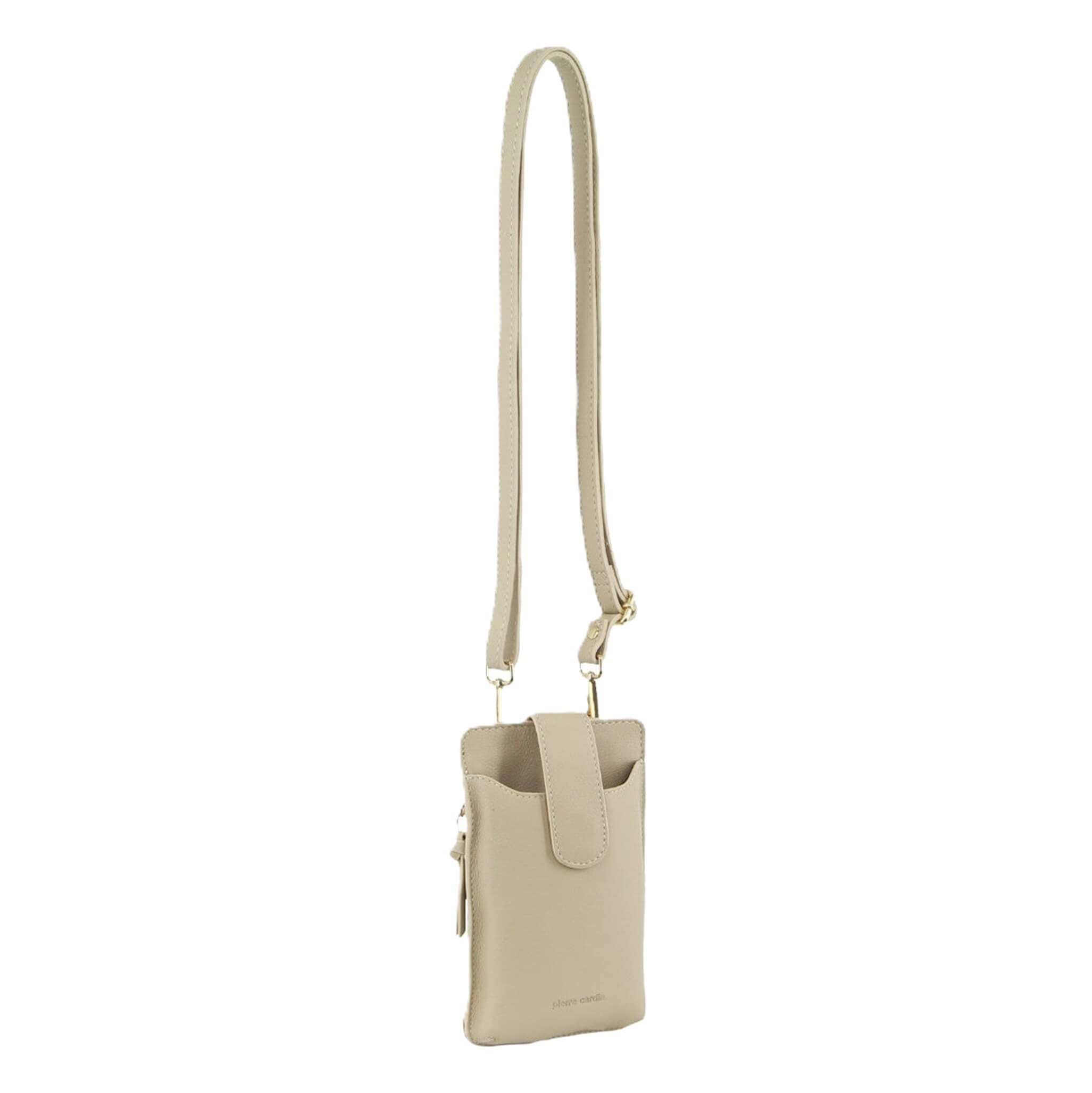 Pierre Cardin Compact Leather Phone Holder Bag in Cement