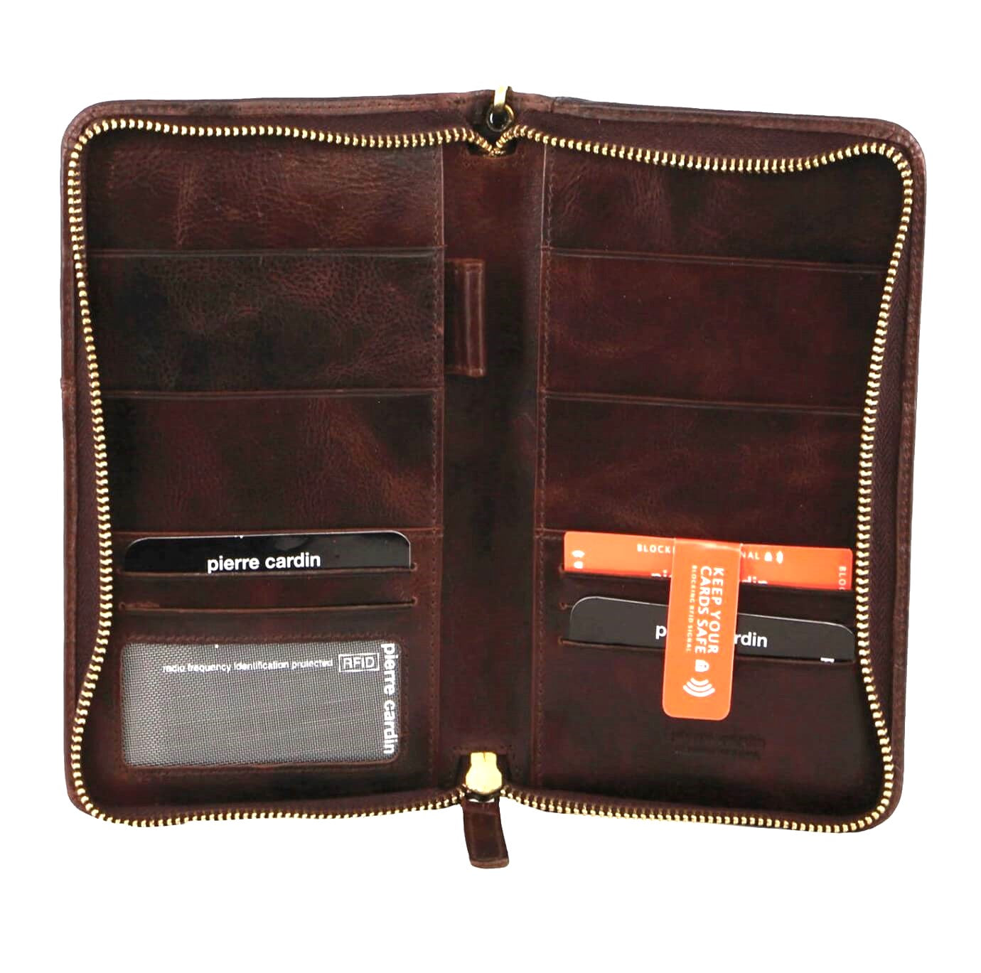 Pierre Cardin PC3911 Genuine Italian Leather Passport Wallet/Chocolate