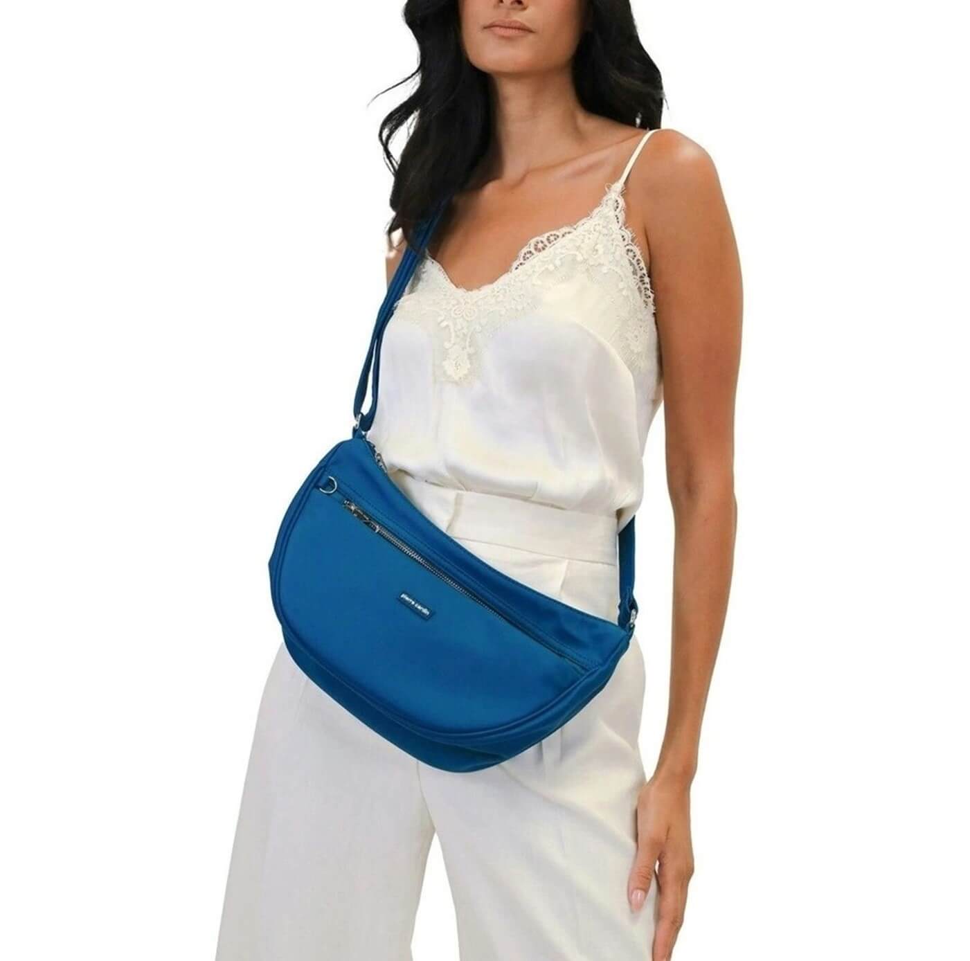 Pierre Cardin Ladies Nylon Anti-Theft-RFID Cross Body Bag in Turquoise