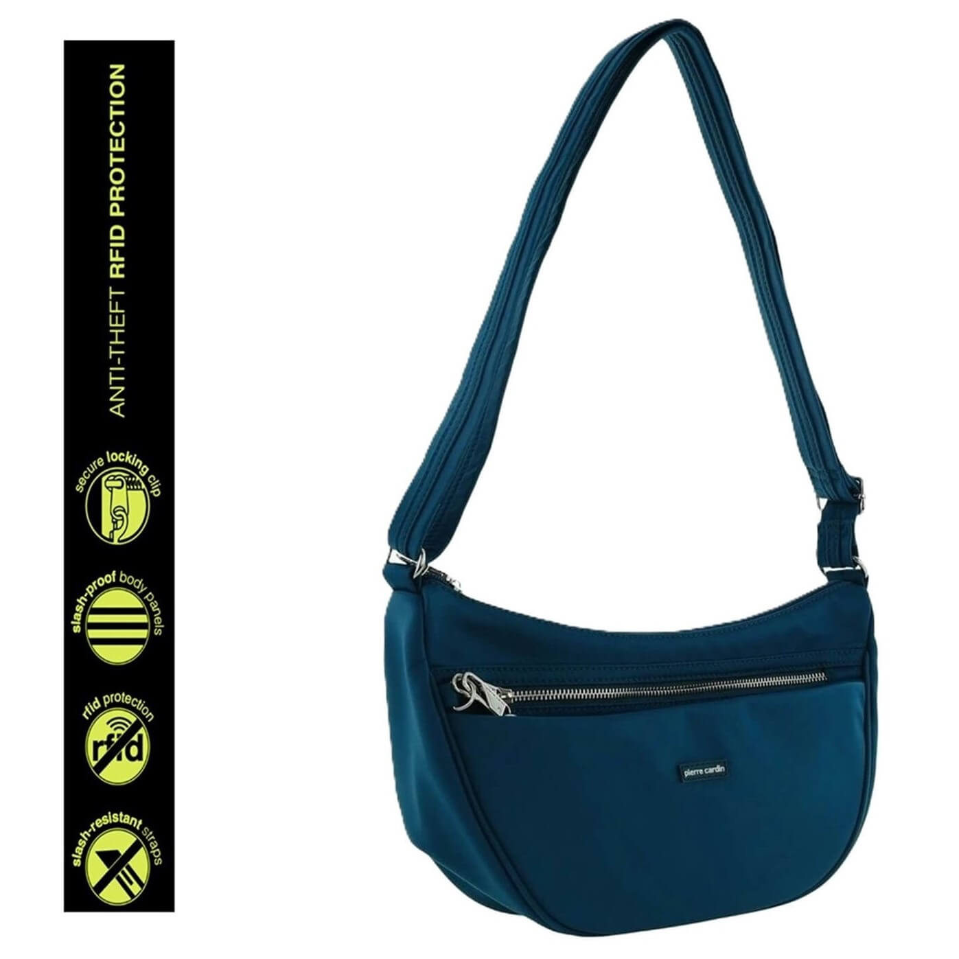 Pierre Cardin Ladies Nylon Anti-Theft-RFID Cross Body Bag in Turquoise