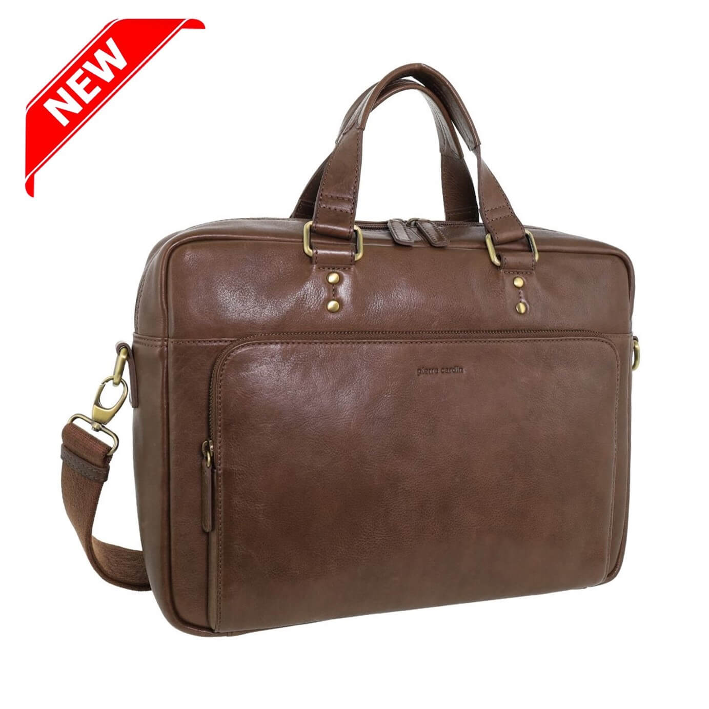 Pierre Cardin PC3960 Men s Rustic Leather Business Laptop Bag Oak Lords Grooming Products