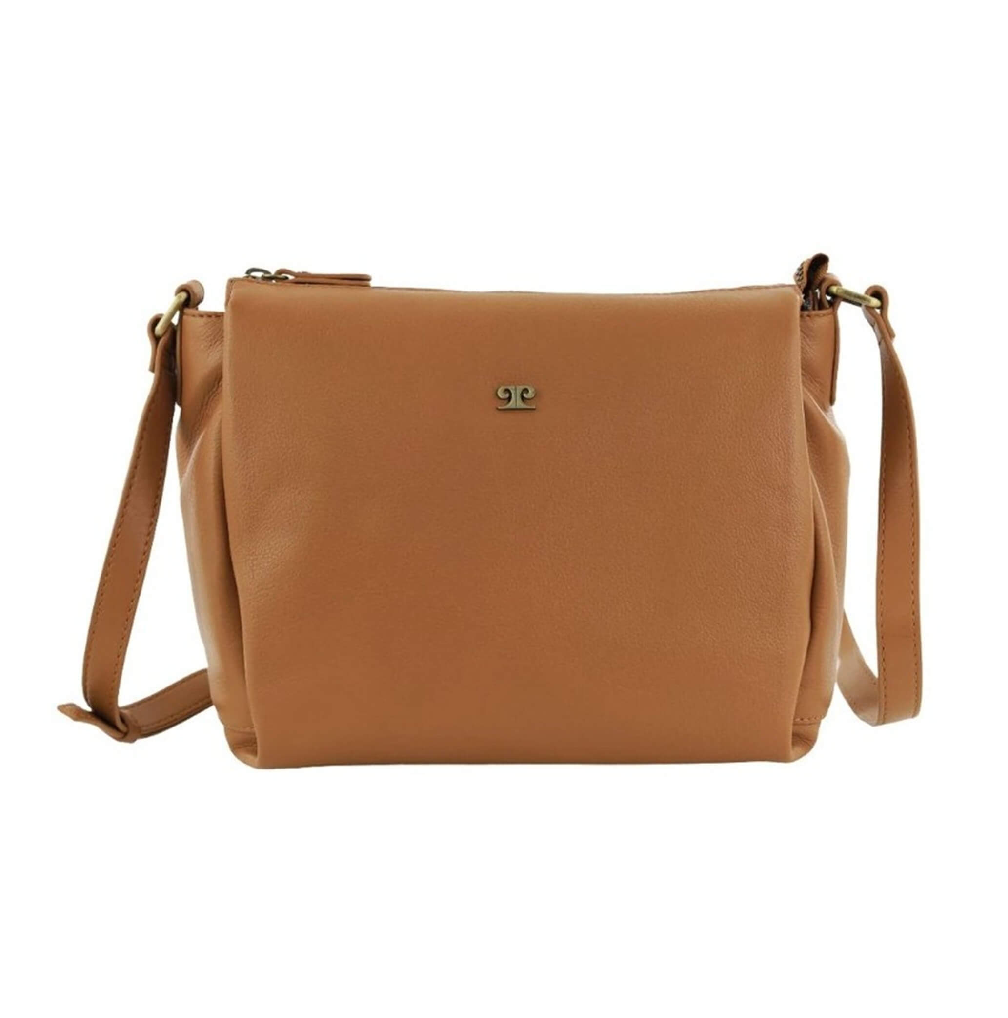 Pierre Cardin Ladies Leather Structured Crossbody Bag in Almond