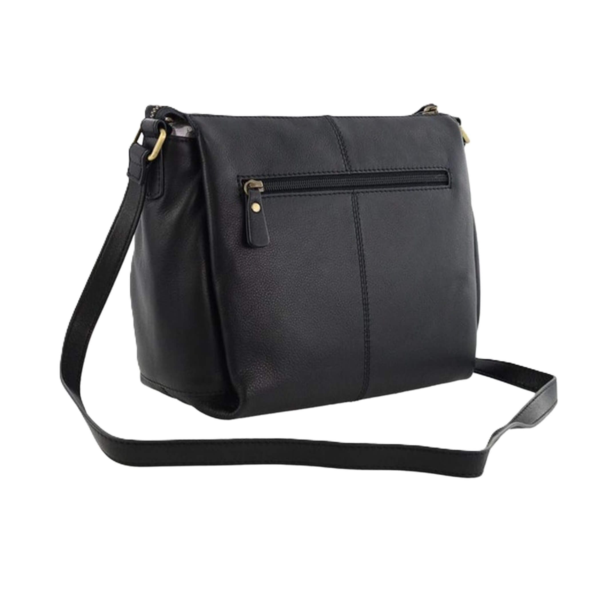 Pierre Cardin Ladies Leather Structured Crossbody Bag in Black