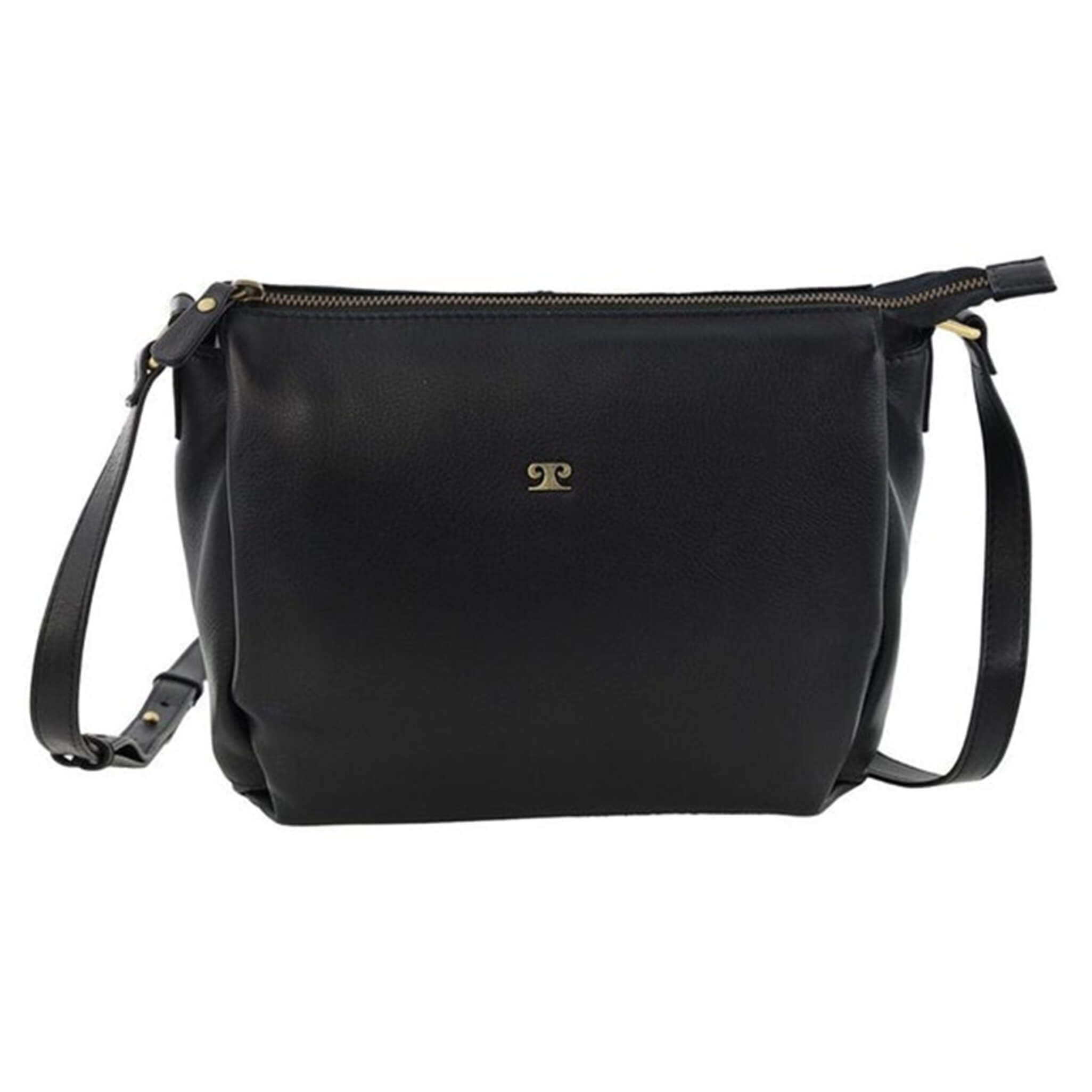 Pierre Cardin Ladies Leather Structured Crossbody Bag in Black