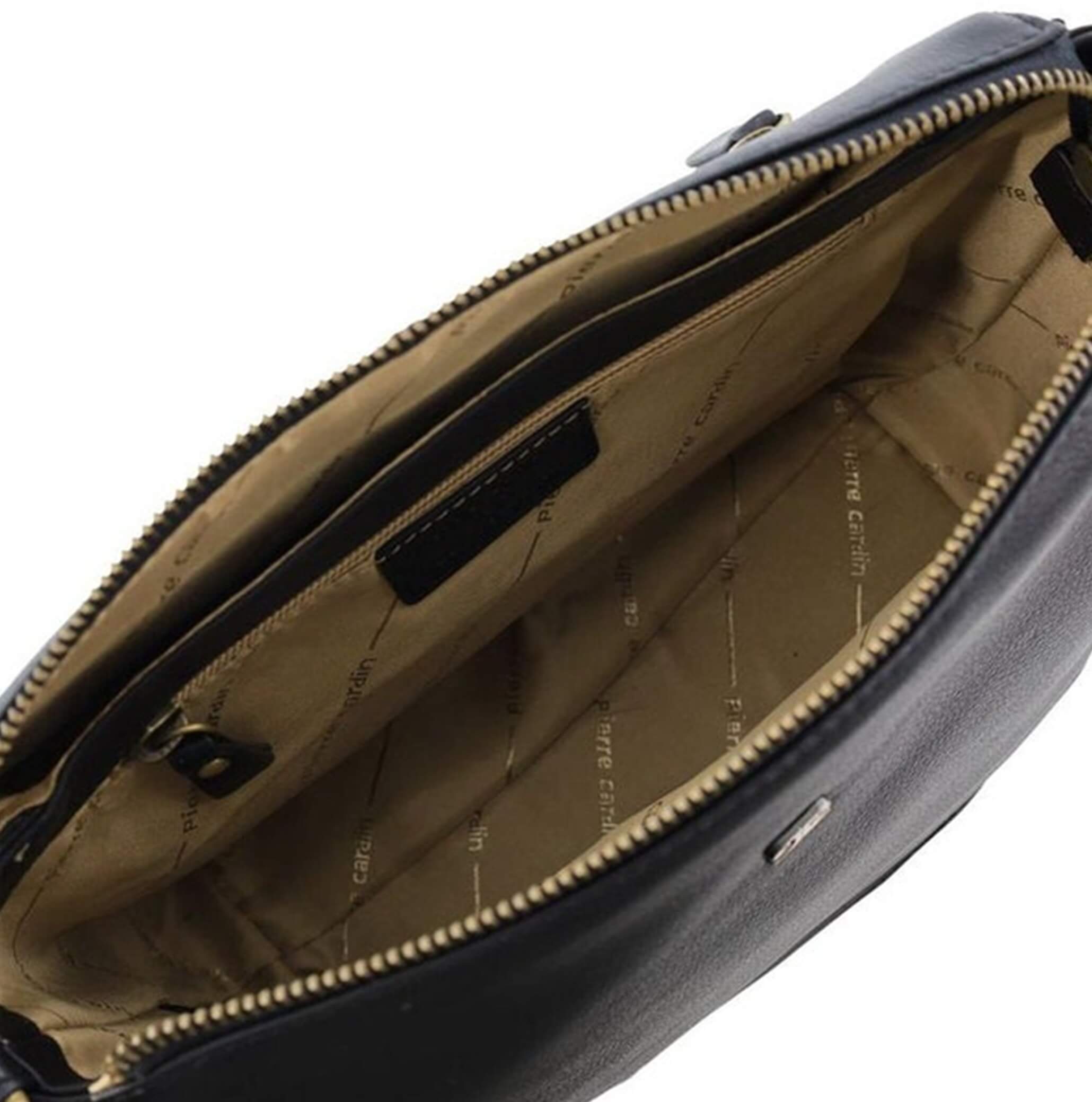 Pierre Cardin Ladies Leather Structured Crossbody Bag in Black