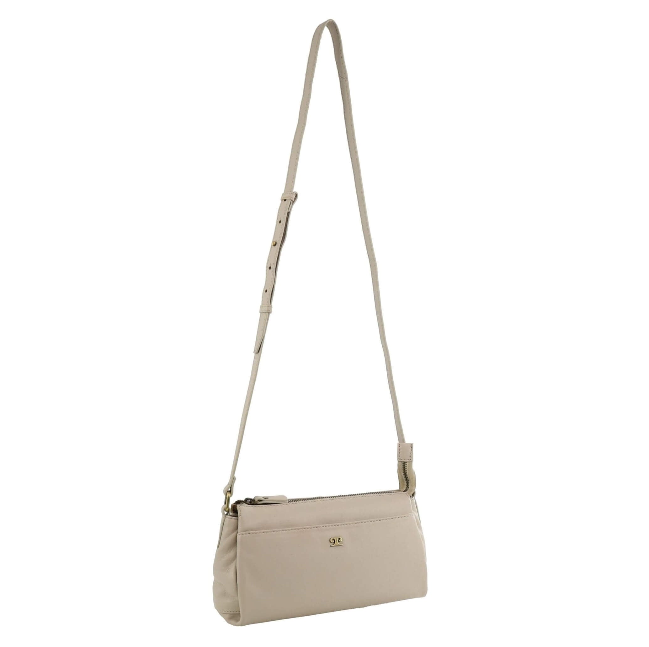 Pierre Cardin Ladies Leather Durable Crossbody Bag in Bone