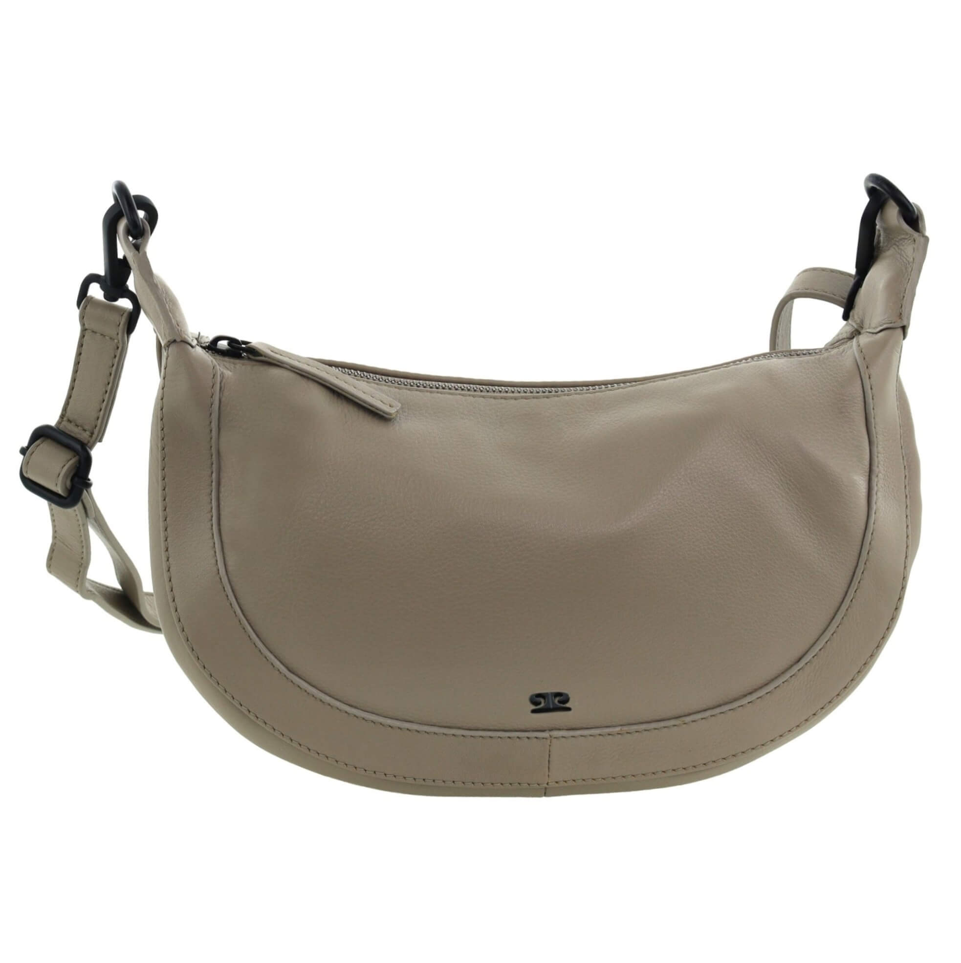 Pierre Cardin Ladies Leather Crescent Crossbody Bag in Taupe