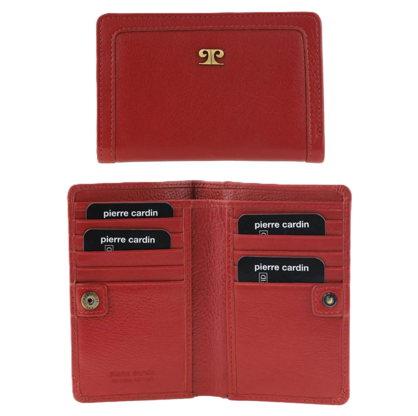 Pierre Cardin Ladies Italian Leather Bi-fold Wallet in Red