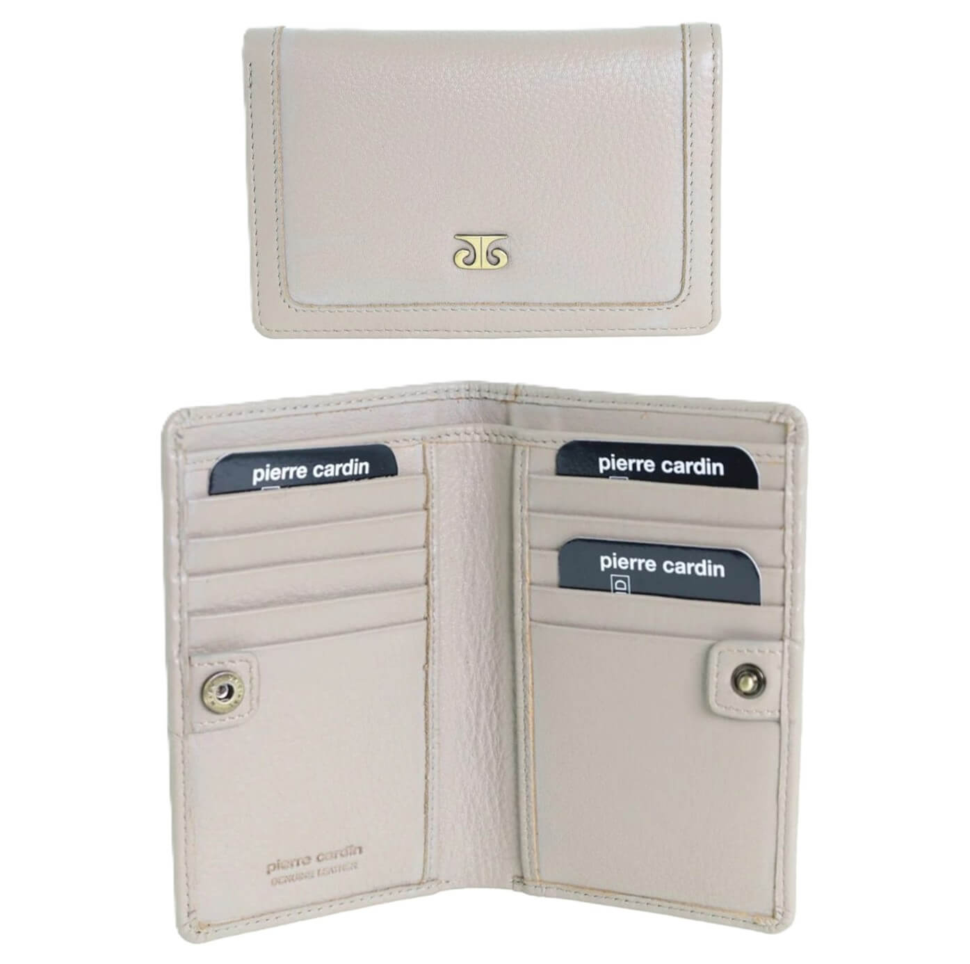 Pierre Cardin Ladies Italian Leather Bi-fold Wallet in Taupe