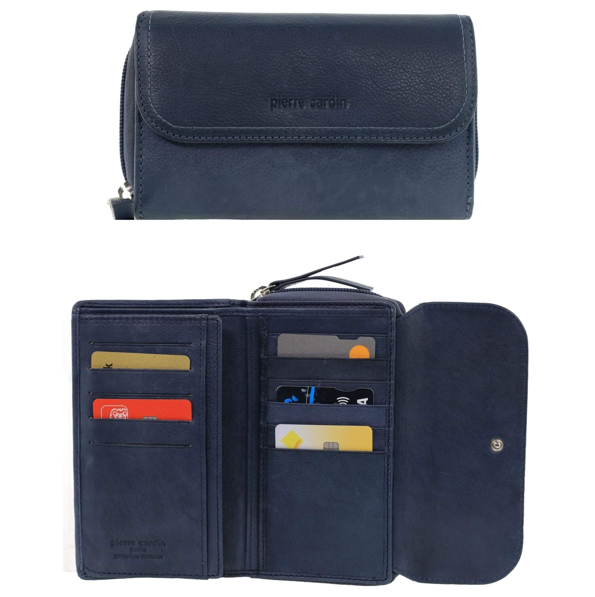 Pierre Cardin Ladies Tri-fold RFID Leather Wallet in Denum