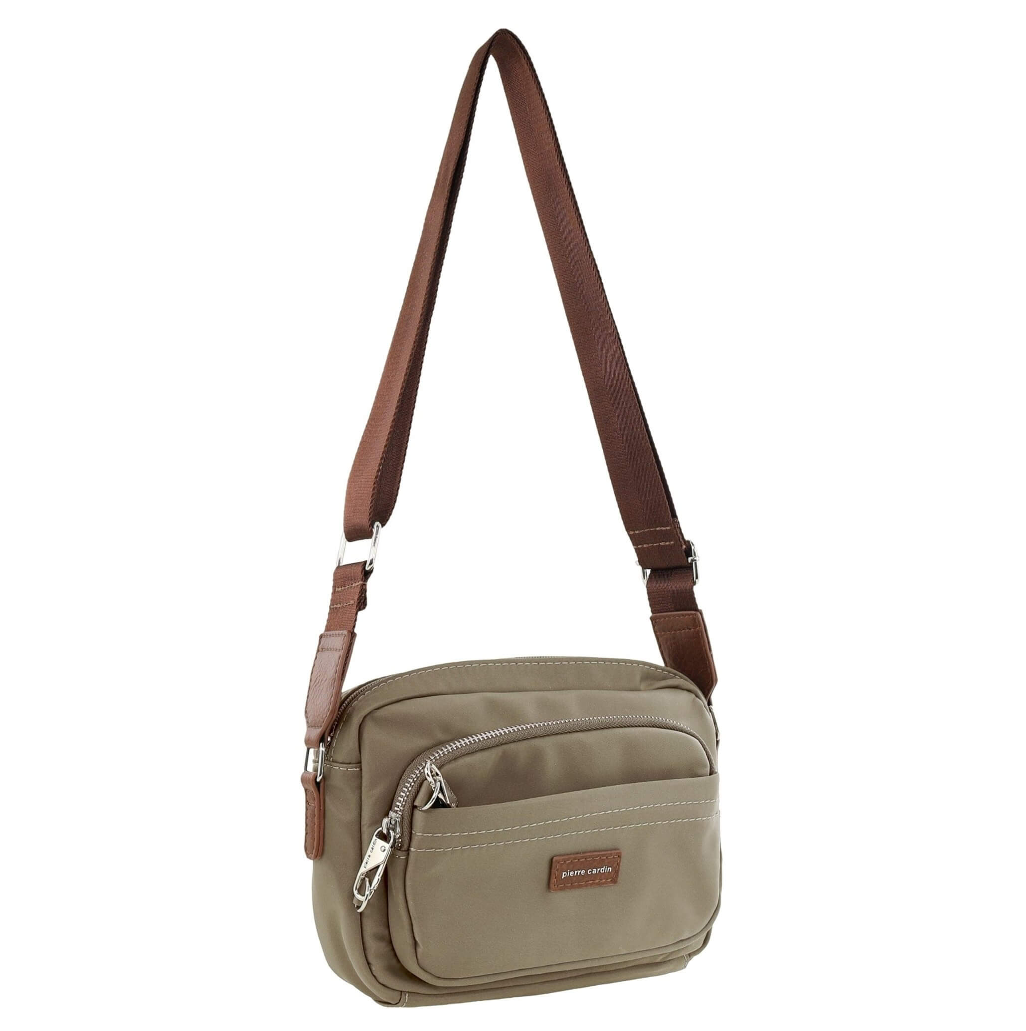 Pierre Cardin RFID Anti-Theft Nylon Crossbody Bag in Camel