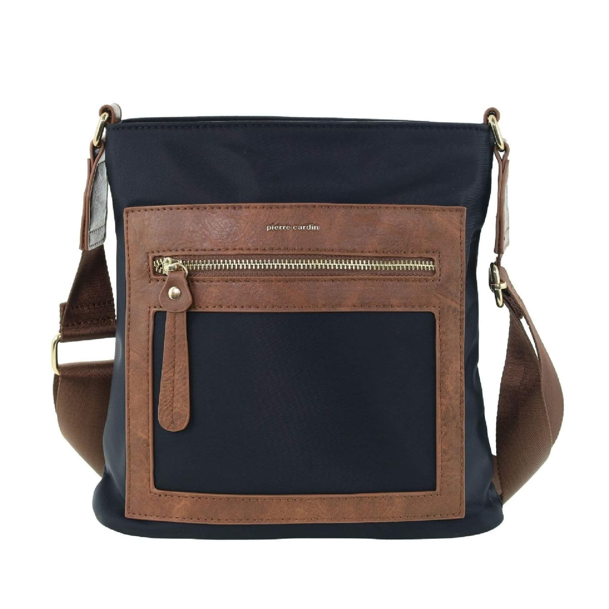 Pierre Cardin RFID Nylon Crossbody Bag In Black