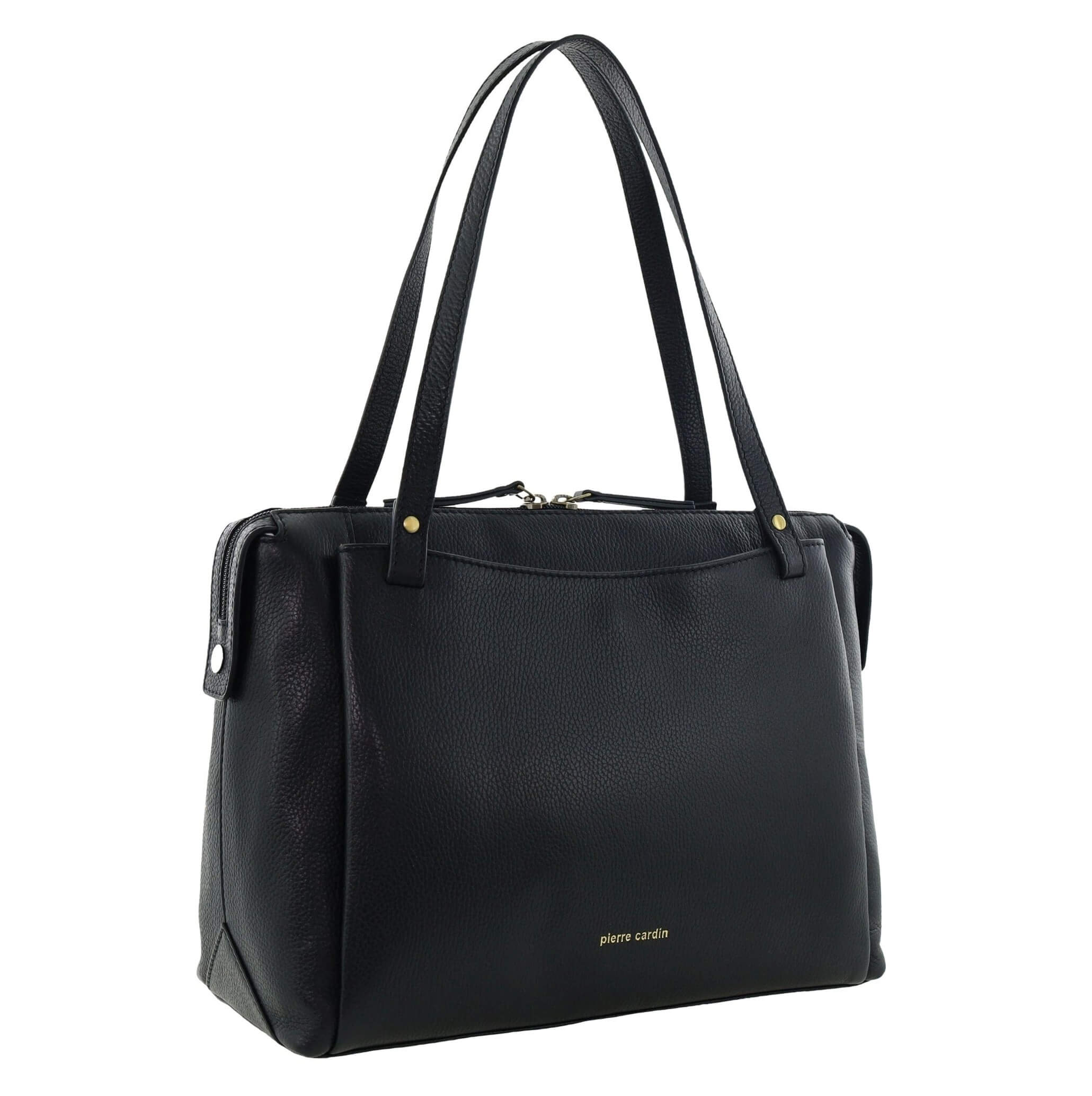 Pierre Cardin Italian Leather Ladies Tote Bag In Black