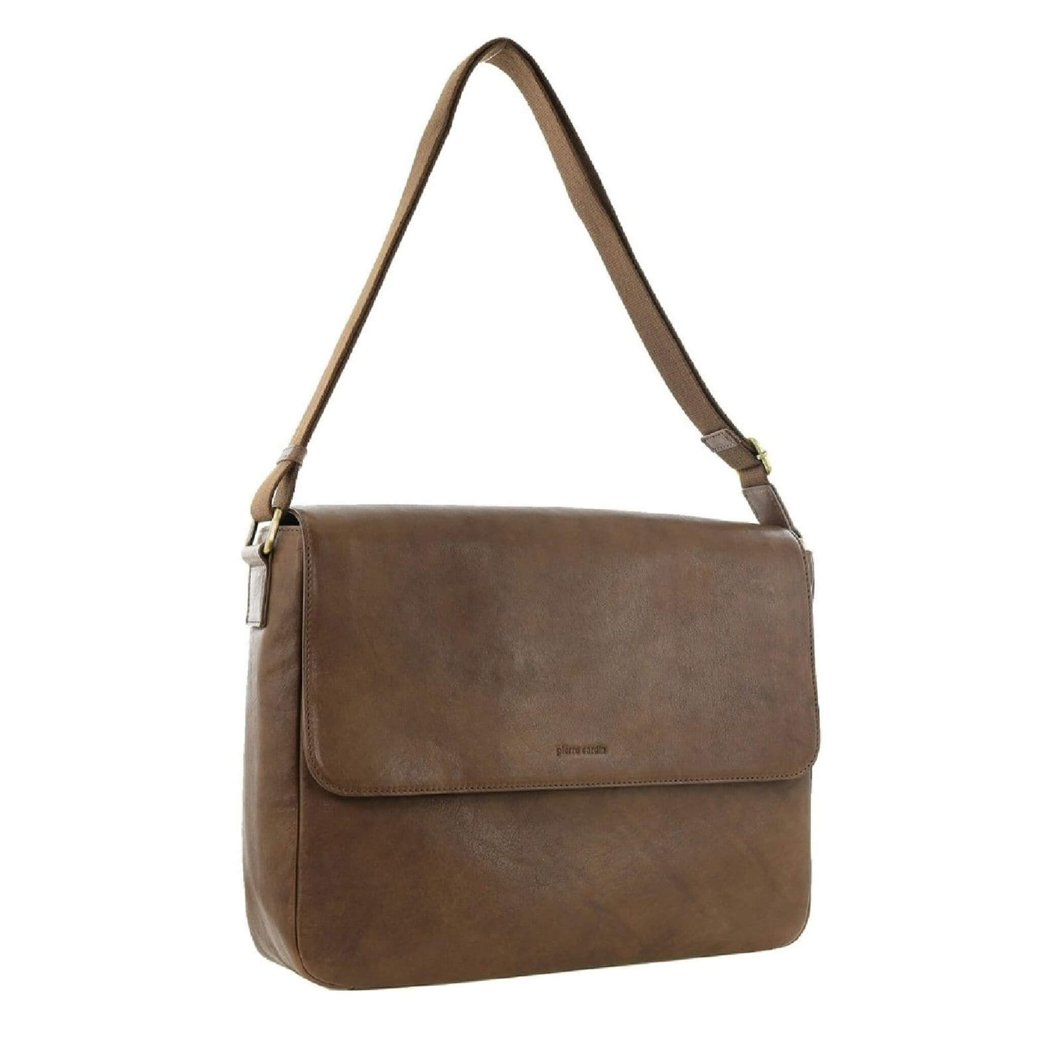 Pierre Cardin Mens Leather Messenger Bag in Oak