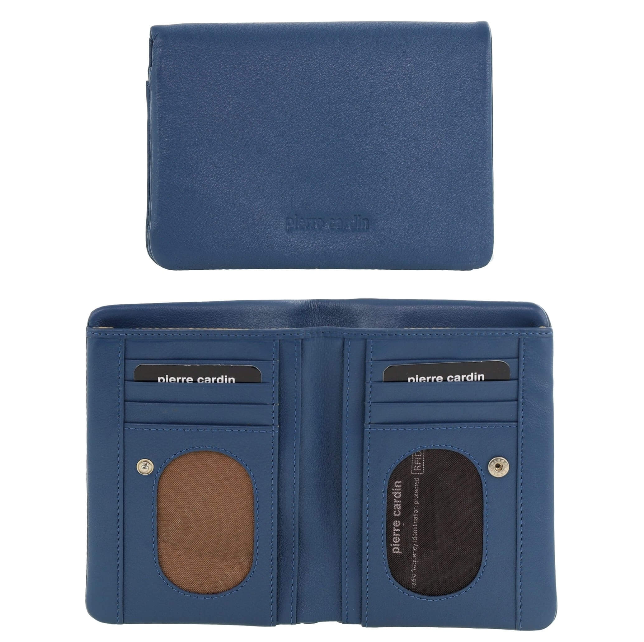 Pierre Cardin Ladies Leather Bi-fold Wallet in Blue